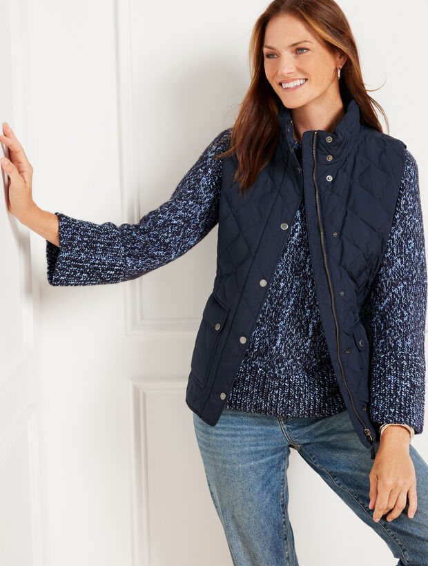 Quilted Down Puffer Vest - Solid