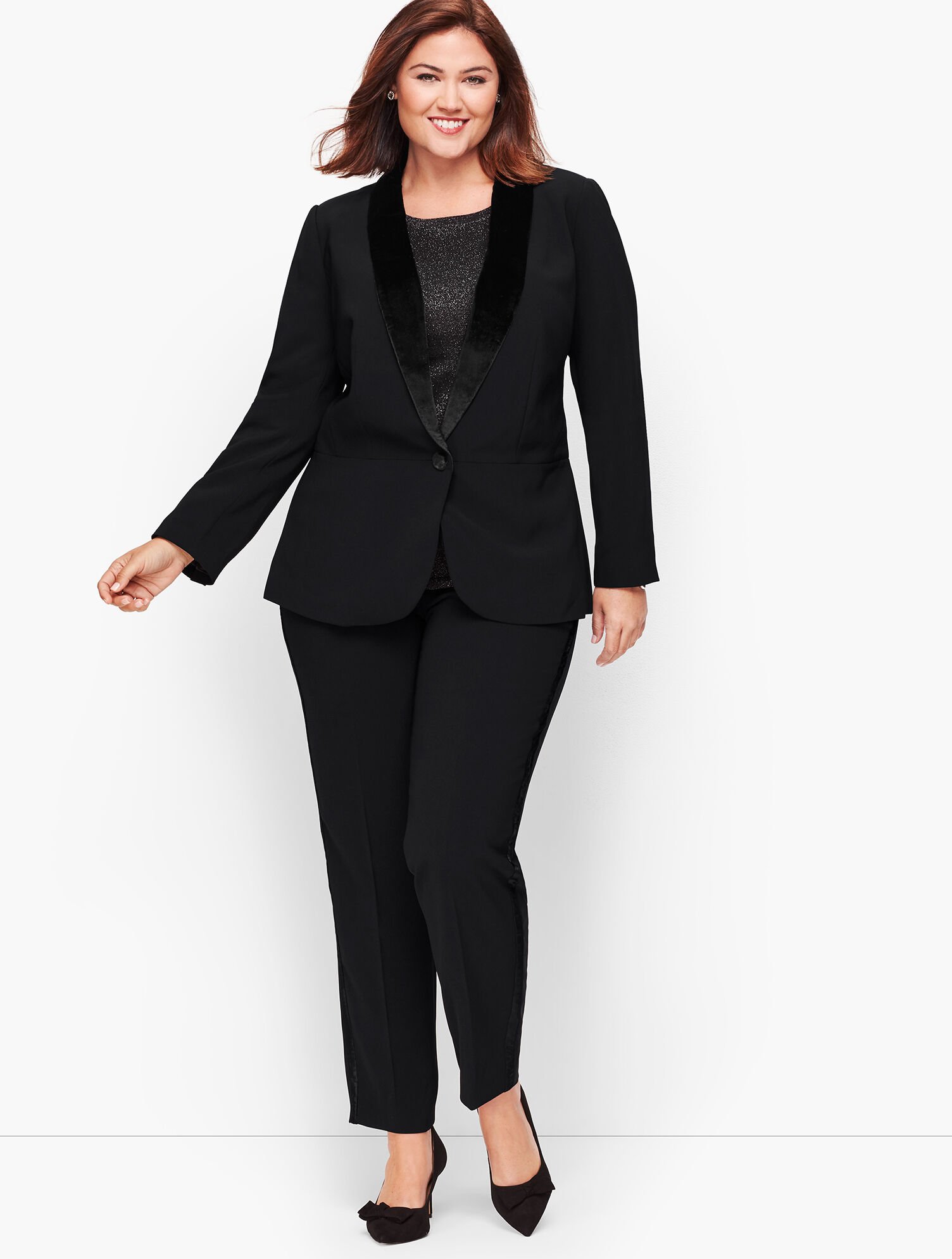 Stretch Crepe Tuxedo Pants Talbots
