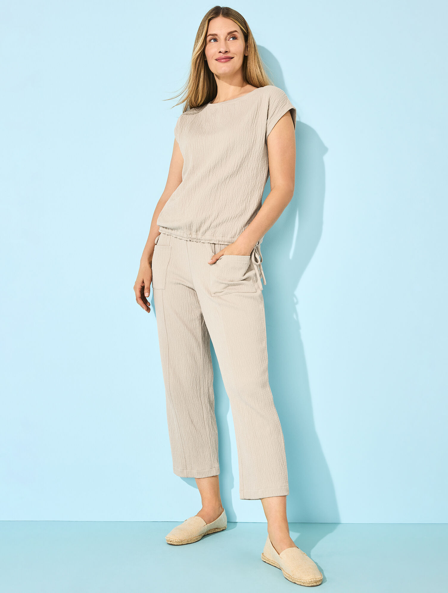 Crinkle Gauze Side Tie Tee