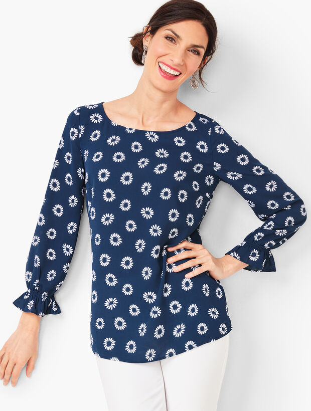 Feminine Sleeve Top - Daisy Print