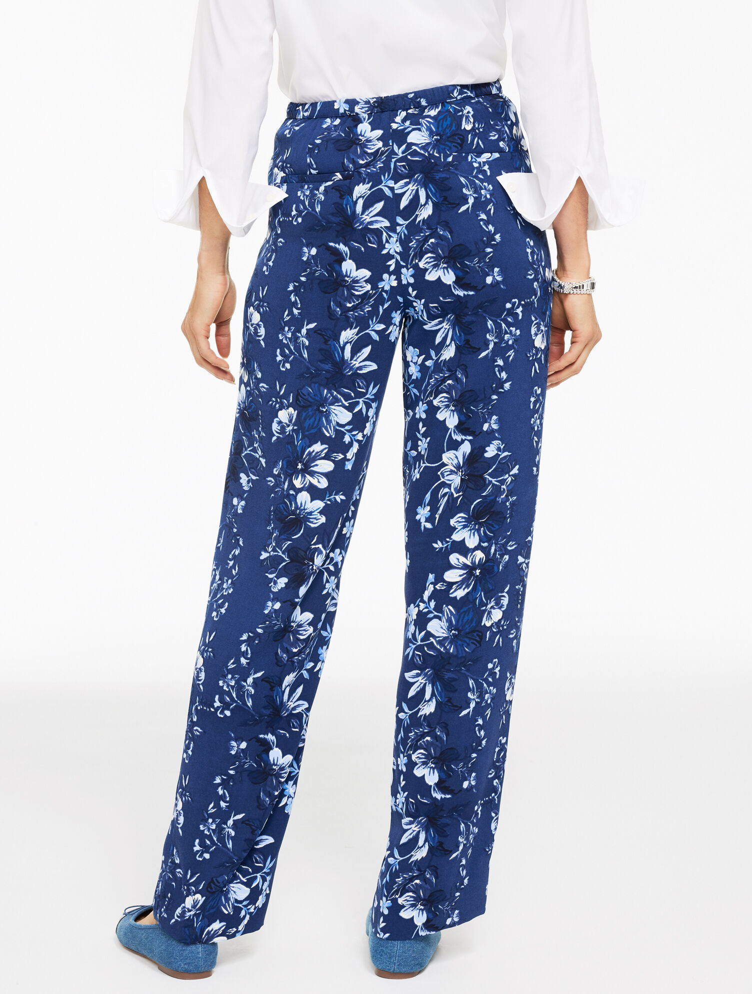 Straight Leg Pull-On Pants - Exquisite Blooms