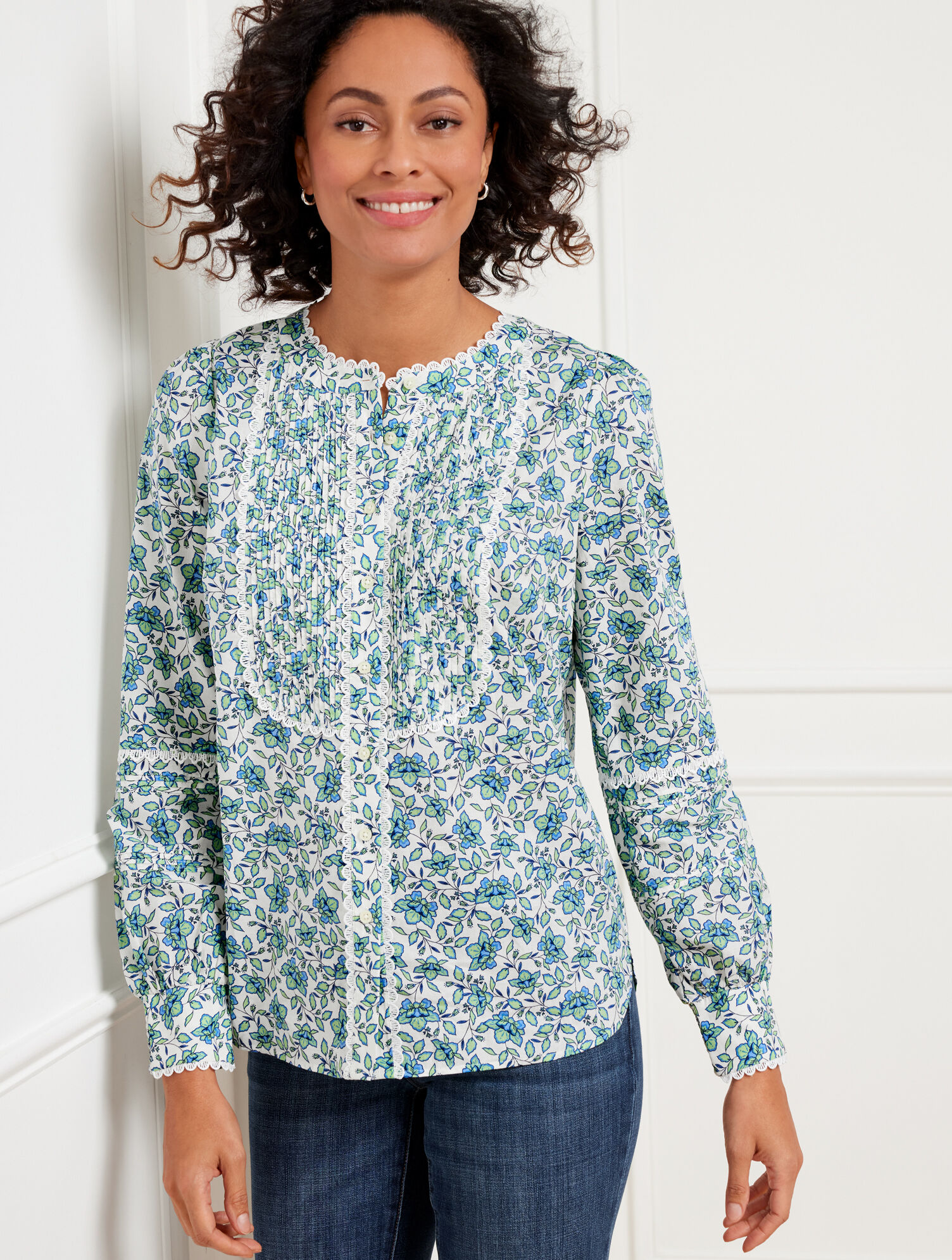 Scallop Lace Trim Top - Blooming Daffodils | Talbots