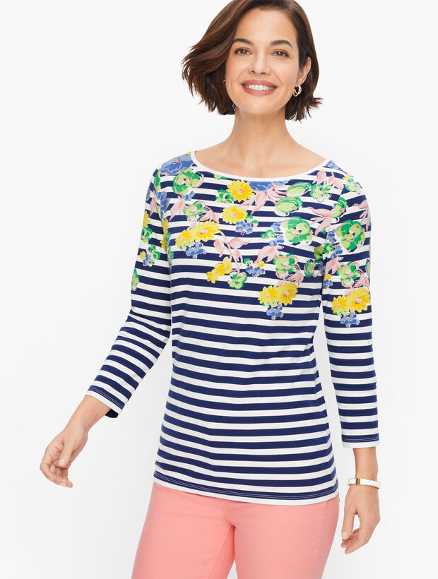 Classic Bateau Neck Tee - Playful Floral