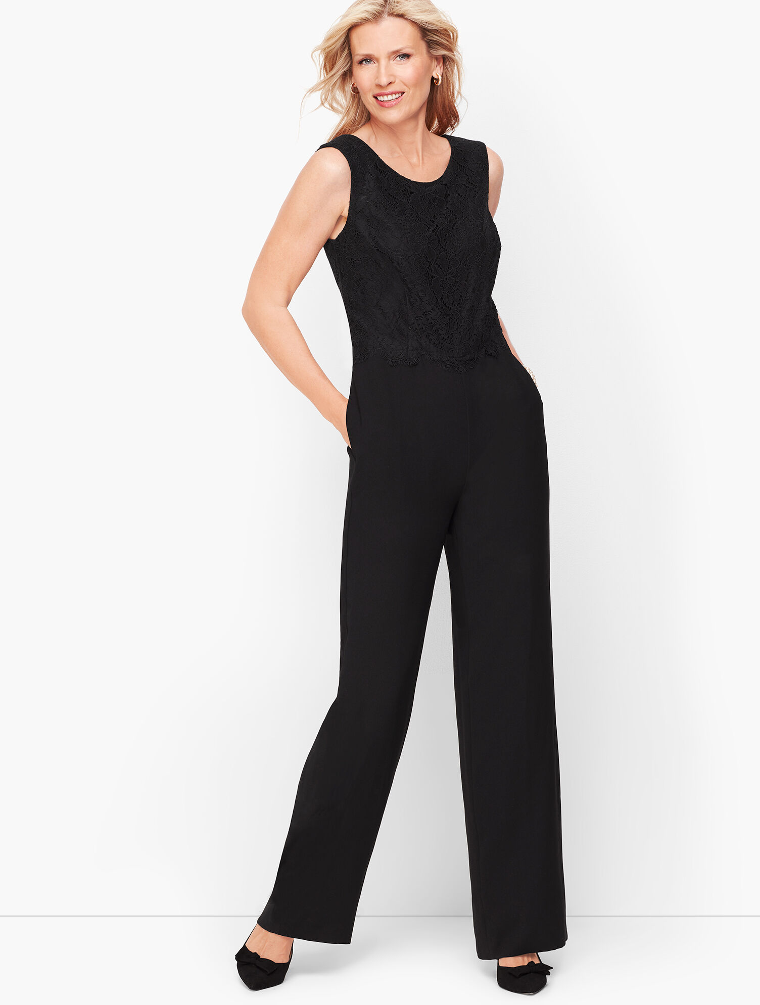 Crepe &amp; Lace Jumpsuit