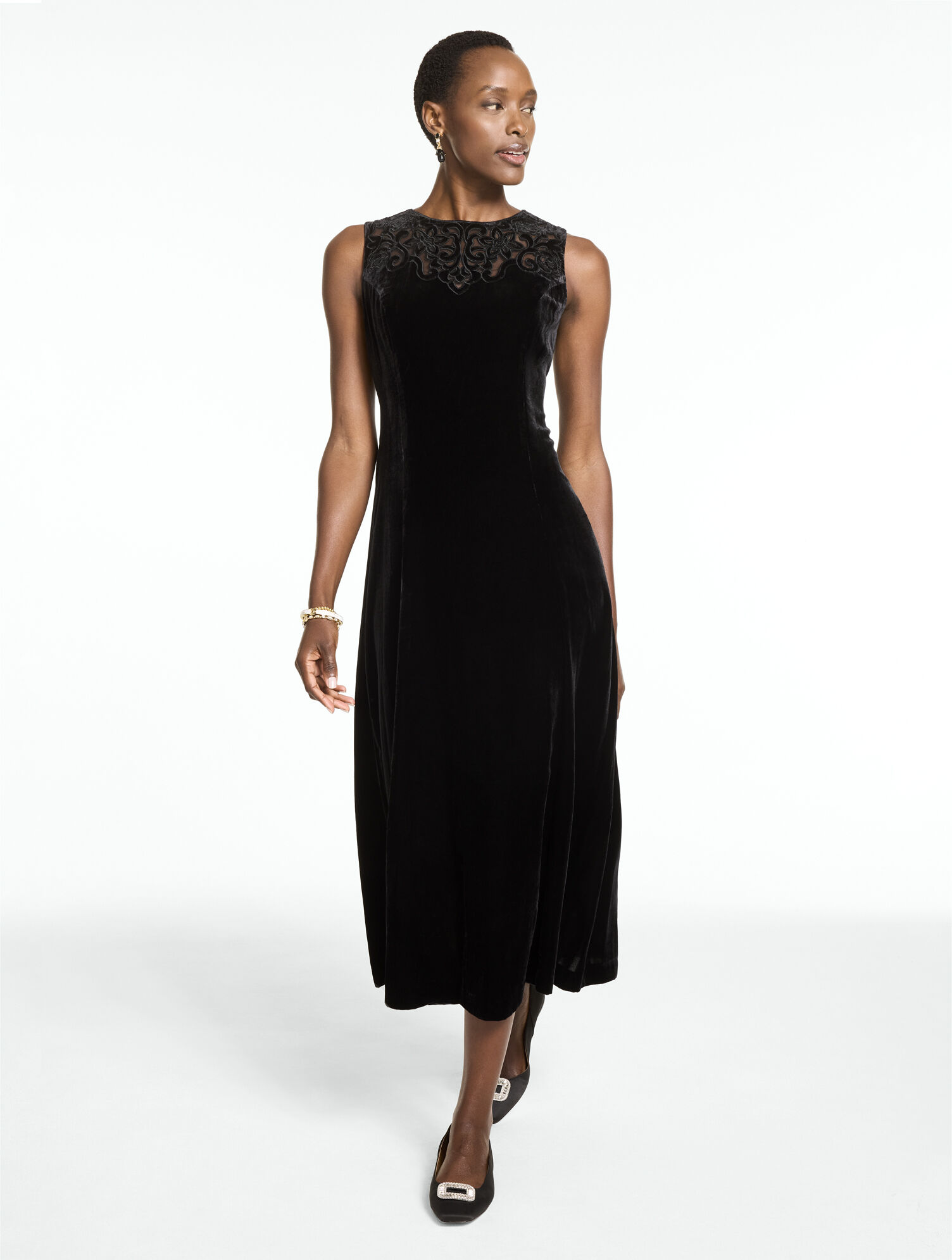 Velvet Cutout Midi Dress