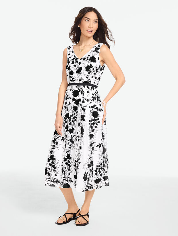 Drop Waist Midi Dress - Shadow Botanical