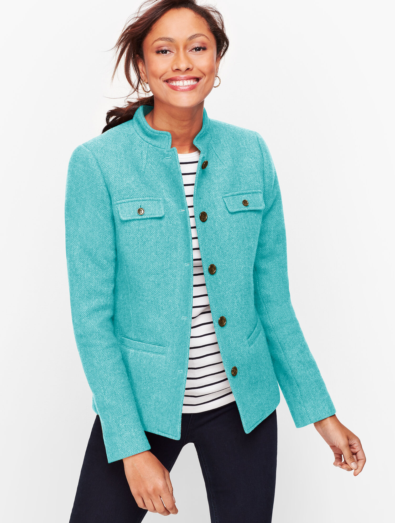 Wool Band-Collar Jacket | Talbots