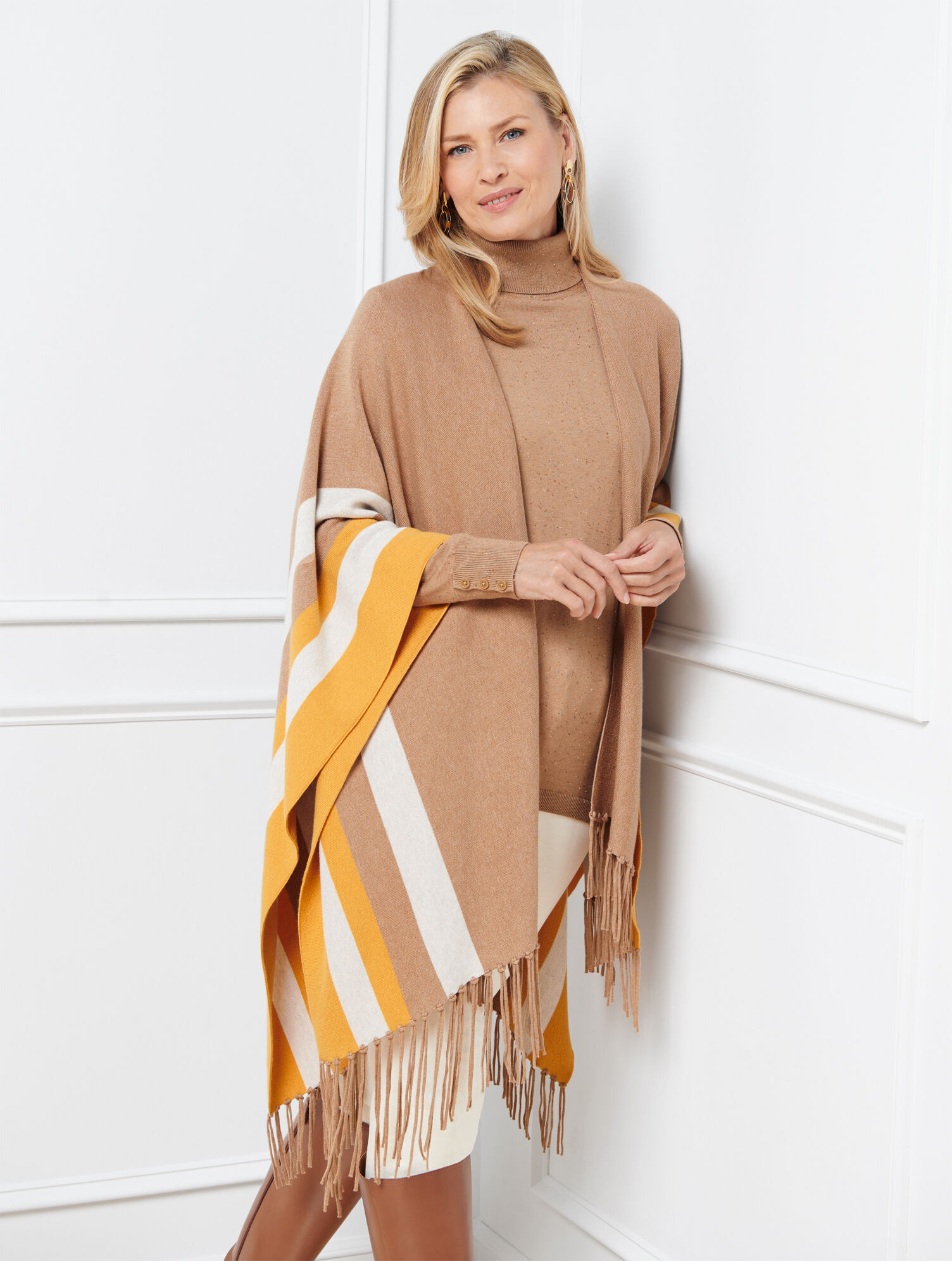 Plus Size Colorblock Knit Ruana | Talbots