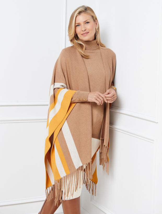 Plus Size Colorblock Knit Ruana | Talbots