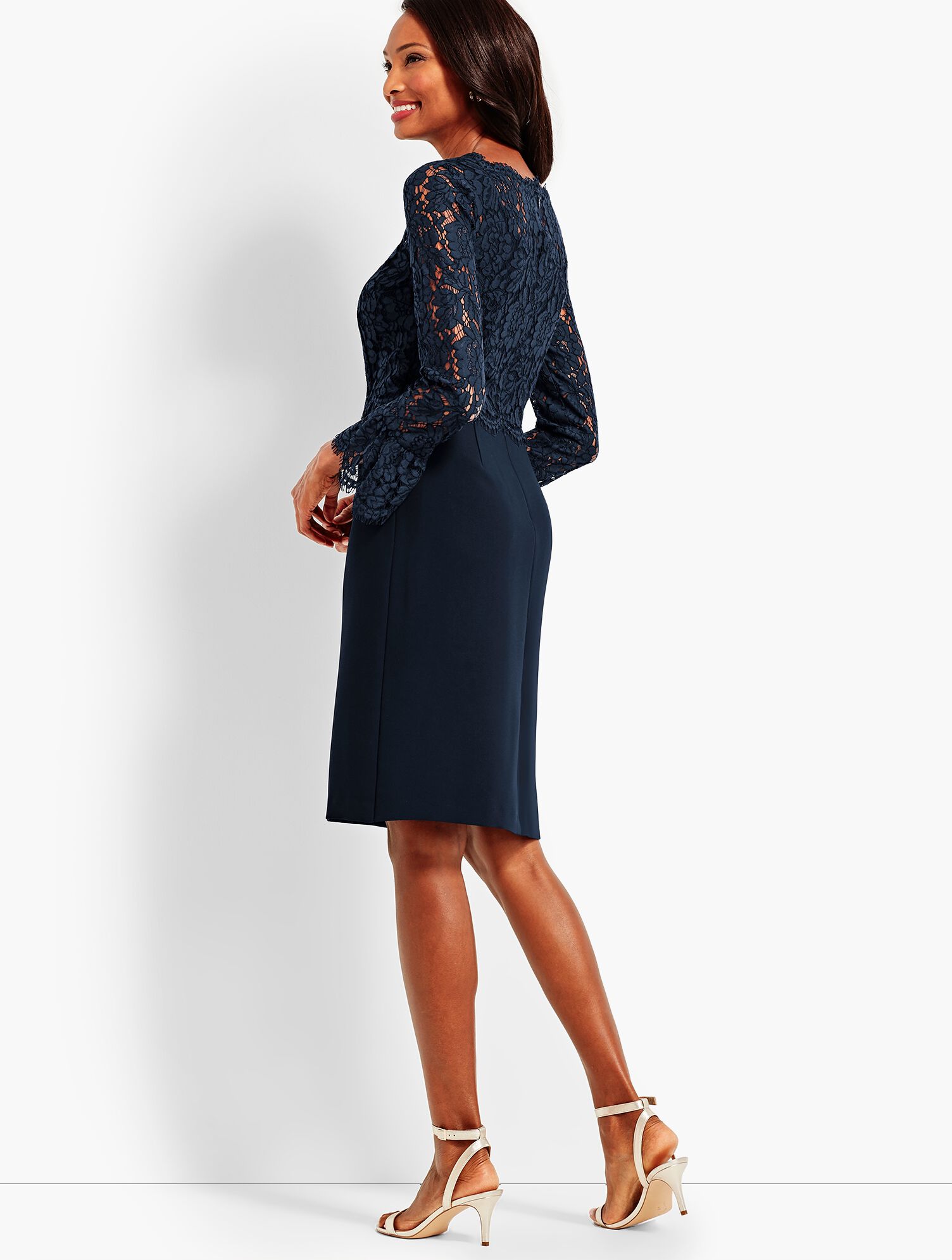 Crepe & Lace Dress | Talbots Crepe & Lace Dress | Talbots