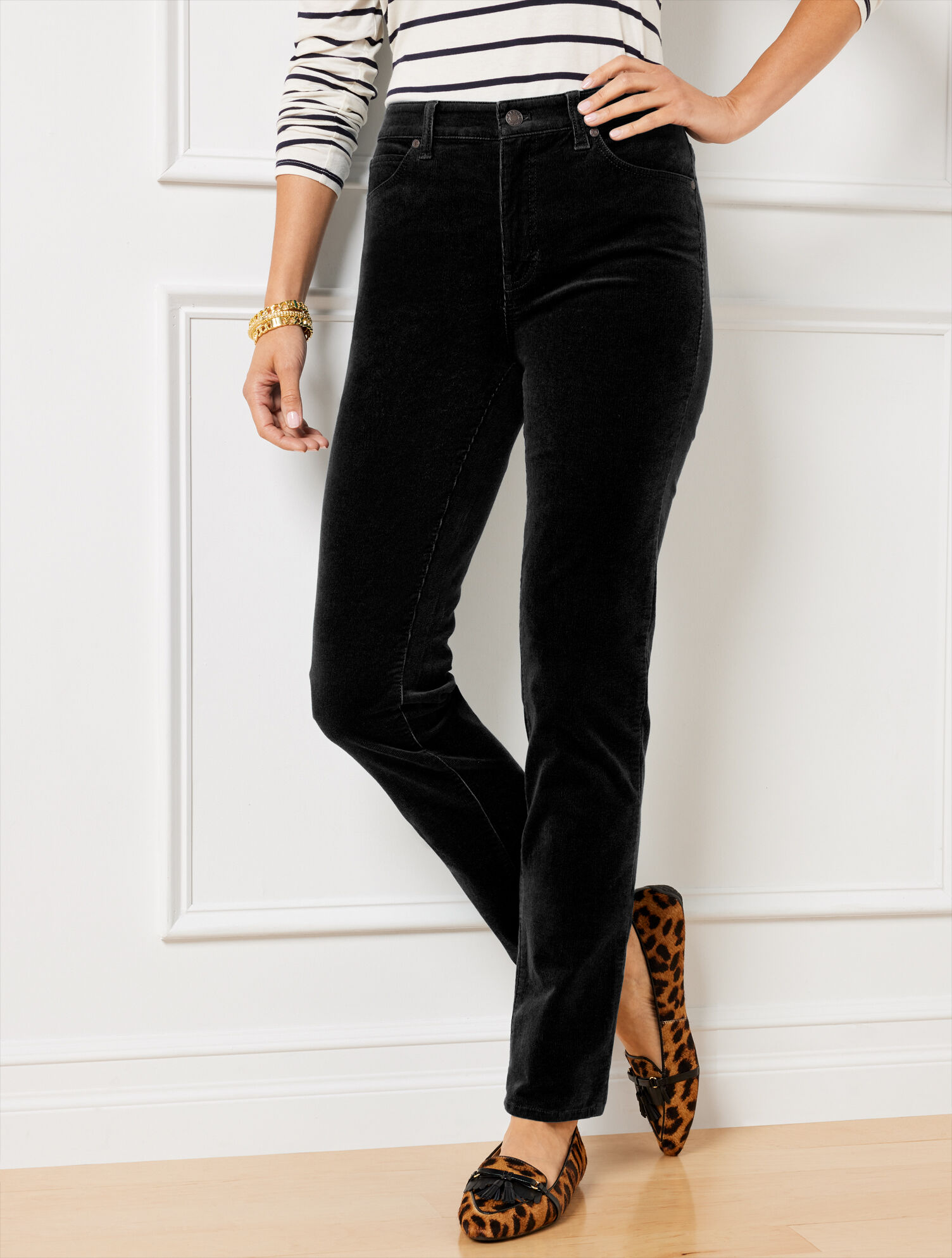 Stretch Corduroy Straight Leg Pants