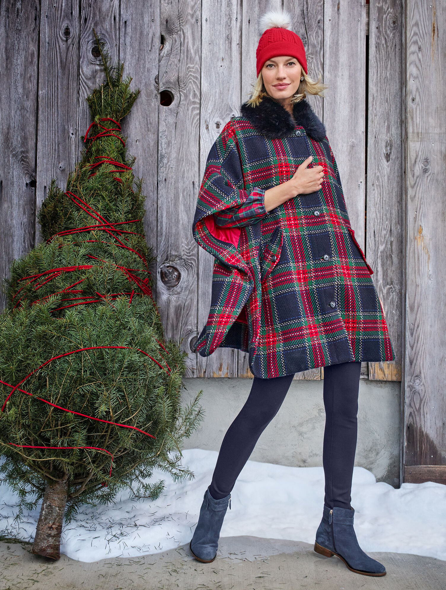 Wool Blend Cape - Plaid | Talbots display picture 1