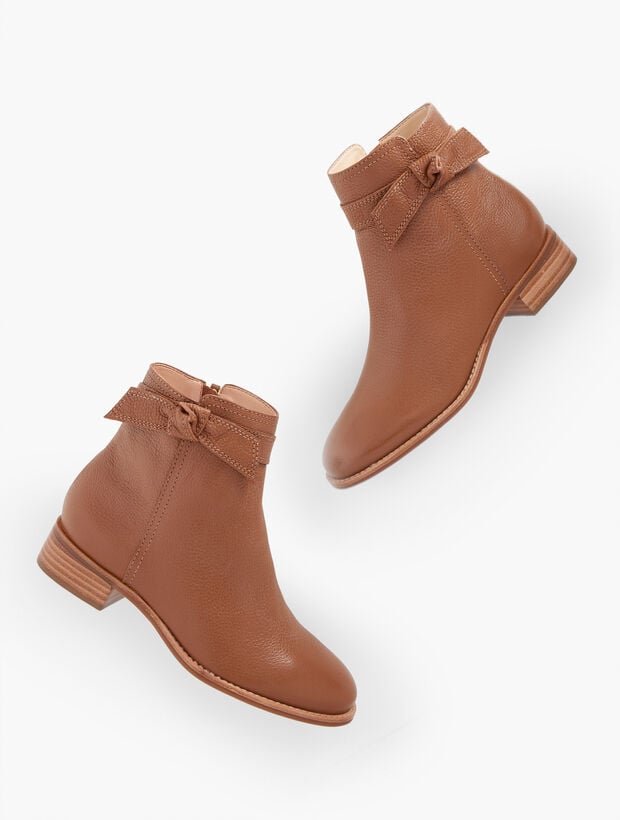 Tish Bow Ankle Boots - Pebble Leather