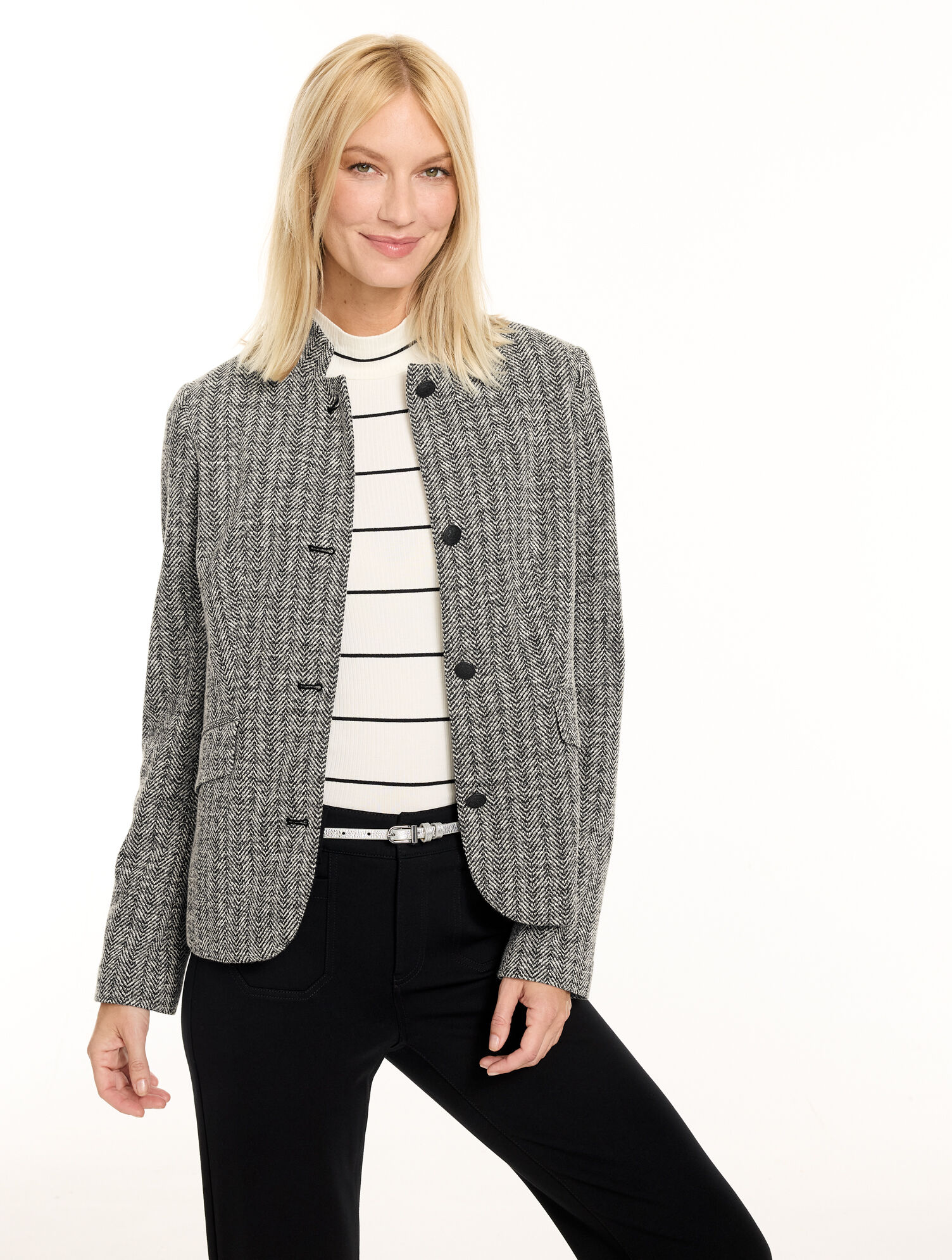 Herringbone Fitted Blazer