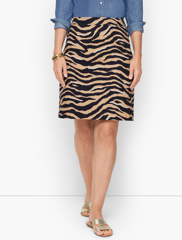 Canvas A-Line Skirt - Textured Zebra