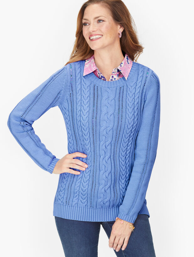 Pointelle Cableknit Sweater