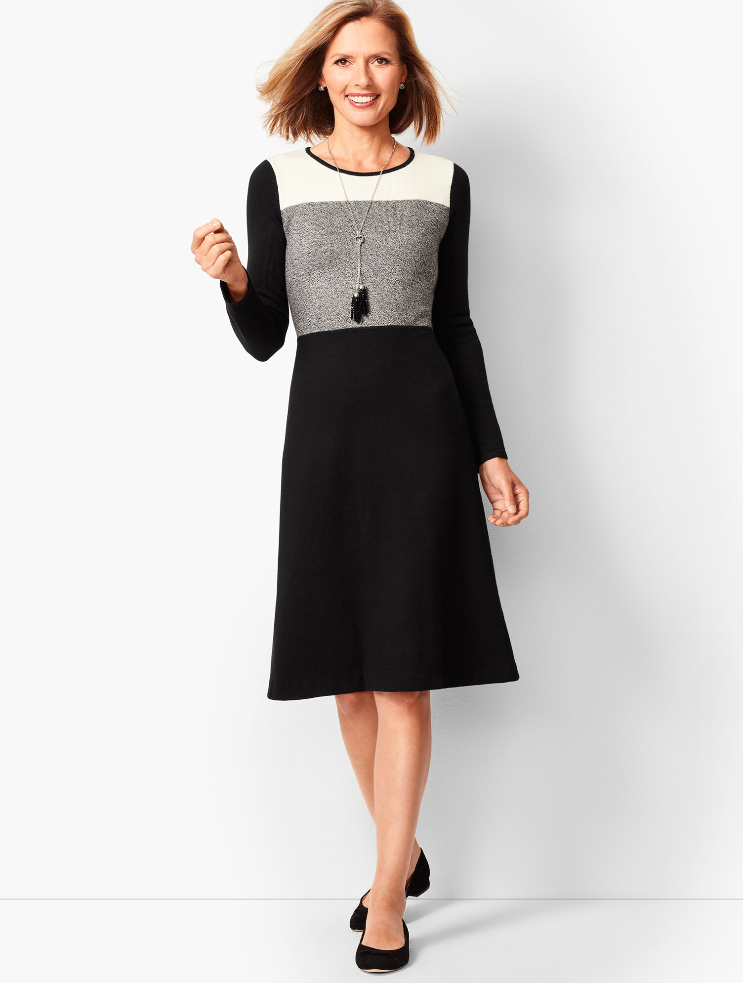 Colorblock Marled Sweater Shift Dress