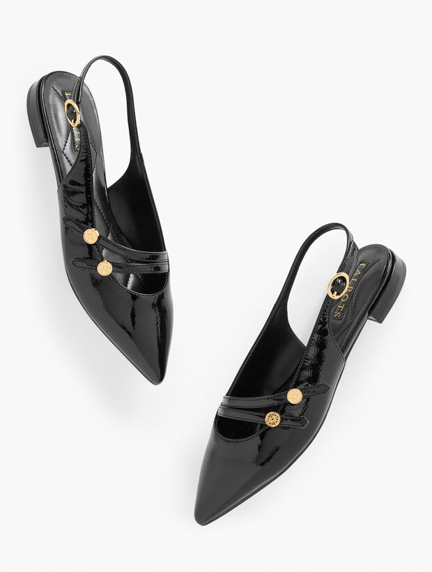 Scarlet Patent Slingback Flats - Crinkle