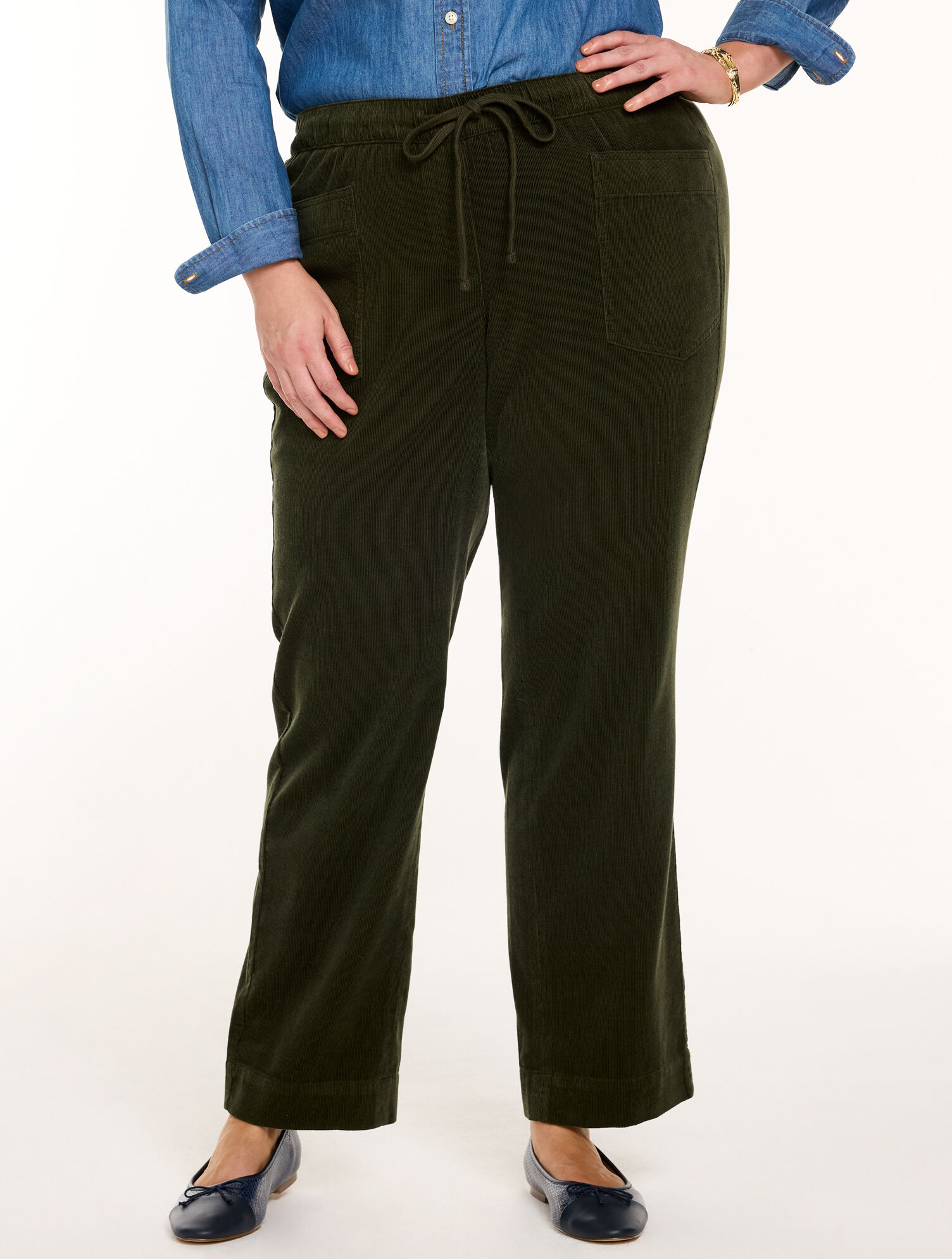 Corduroy Straight Leg Pull-on Pants