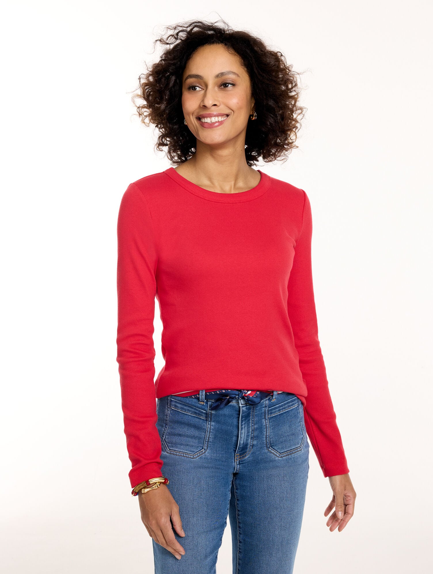 Ribbed Long Sleeve Crewneck Tee