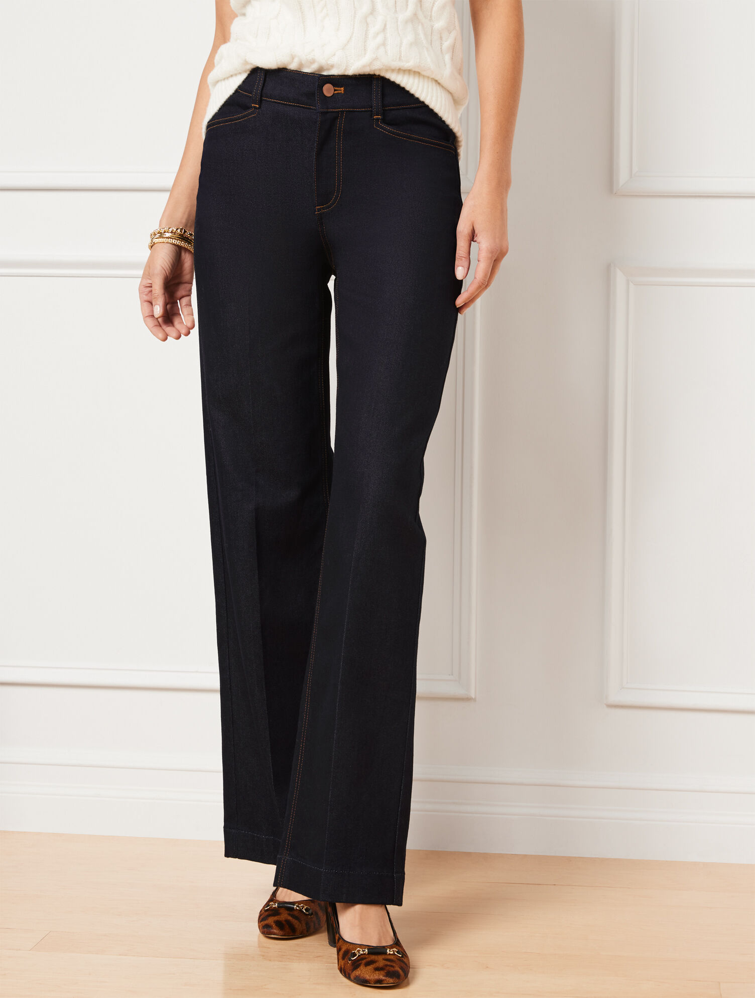 Ultra Wide Leg Denim Trousers - Dakota Wash | Talbots