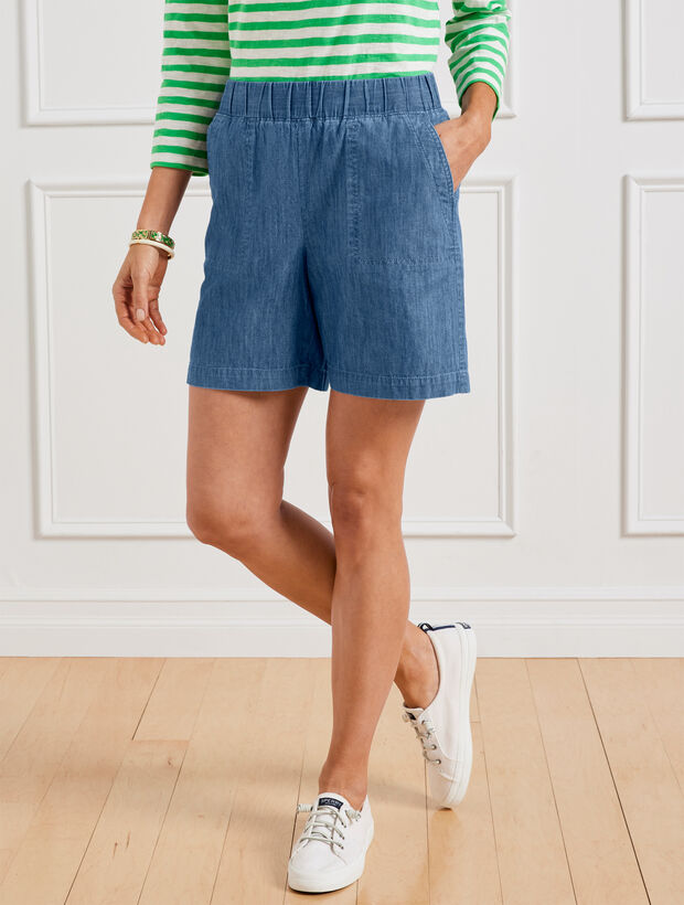 Pull-On Shorts - Chambray