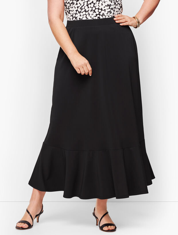 Knit Jersey Flounce Hem Maxi Skirt