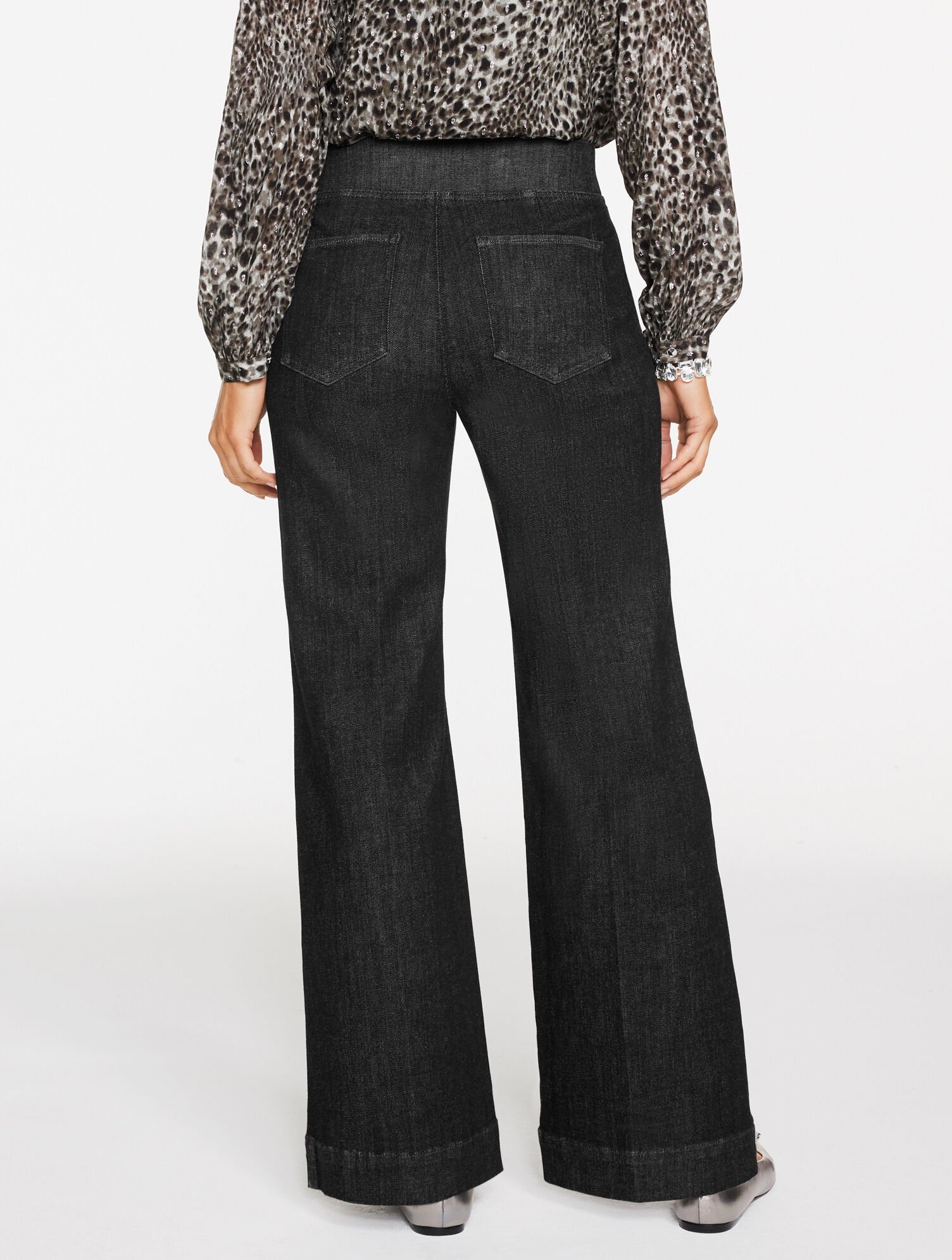 Flare Leg Pull-On Travel Jeans Crescent Wash