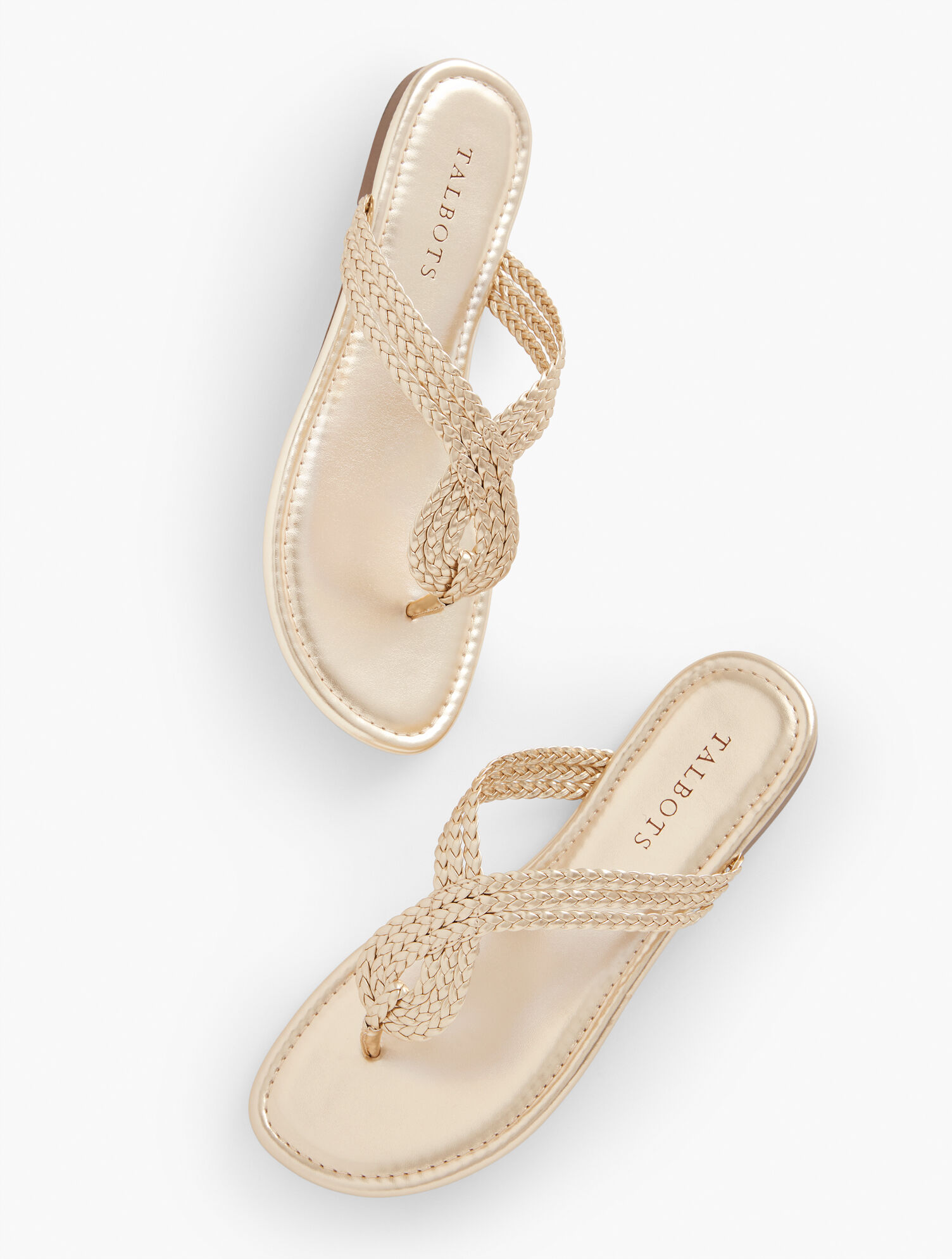 Cece Braid Metallic Thong Sandals Talbots
