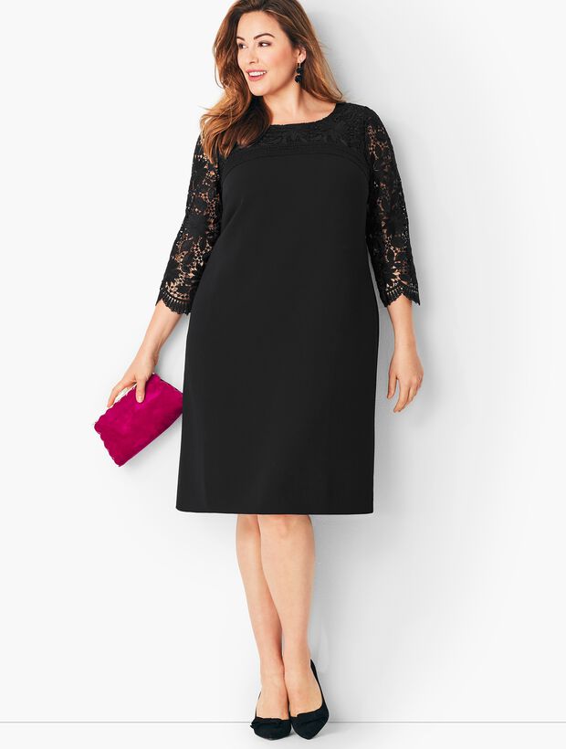 Crepe & Lace Shift Dress | Talbots