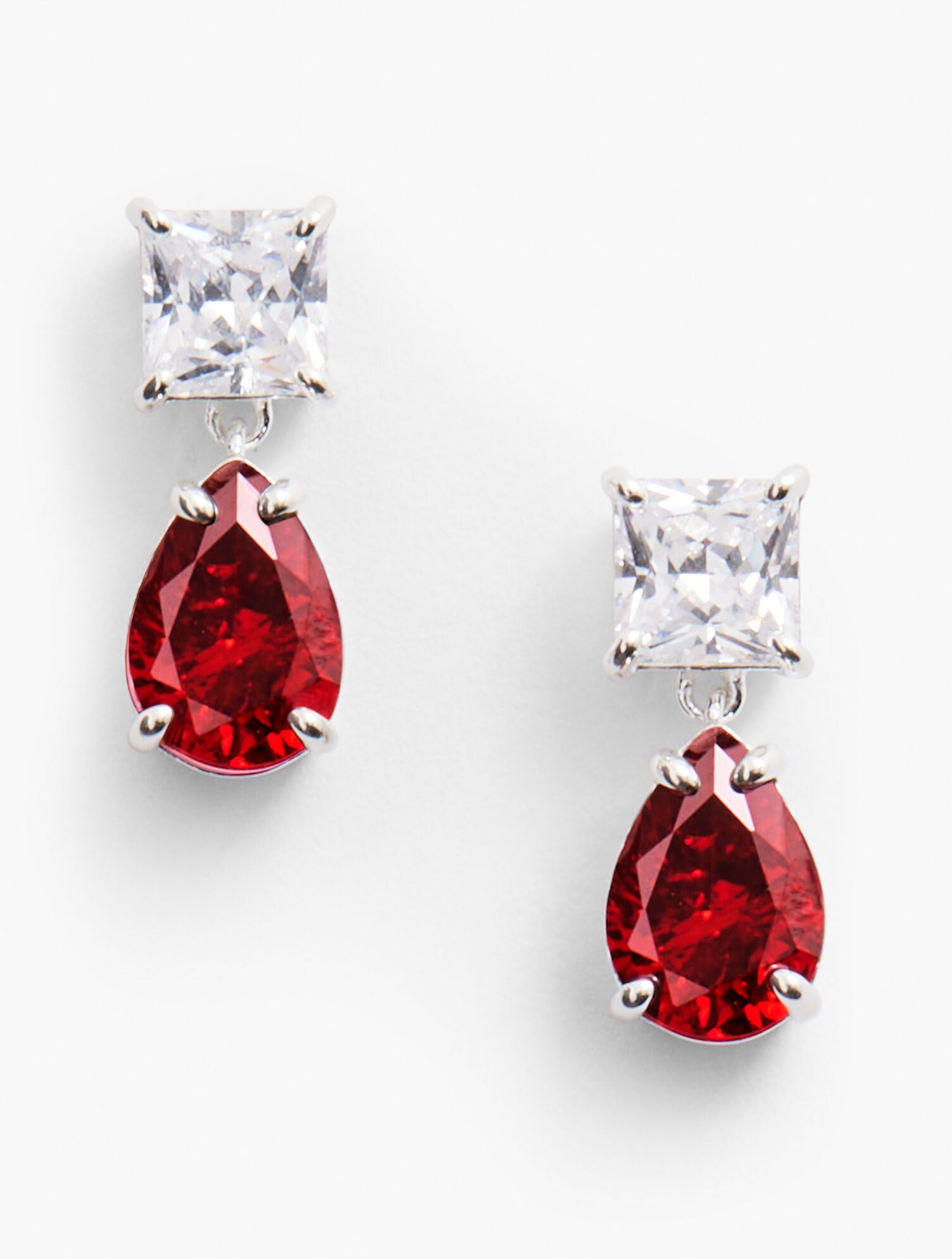 Sterling Silver Classic Red Drop Earrings 