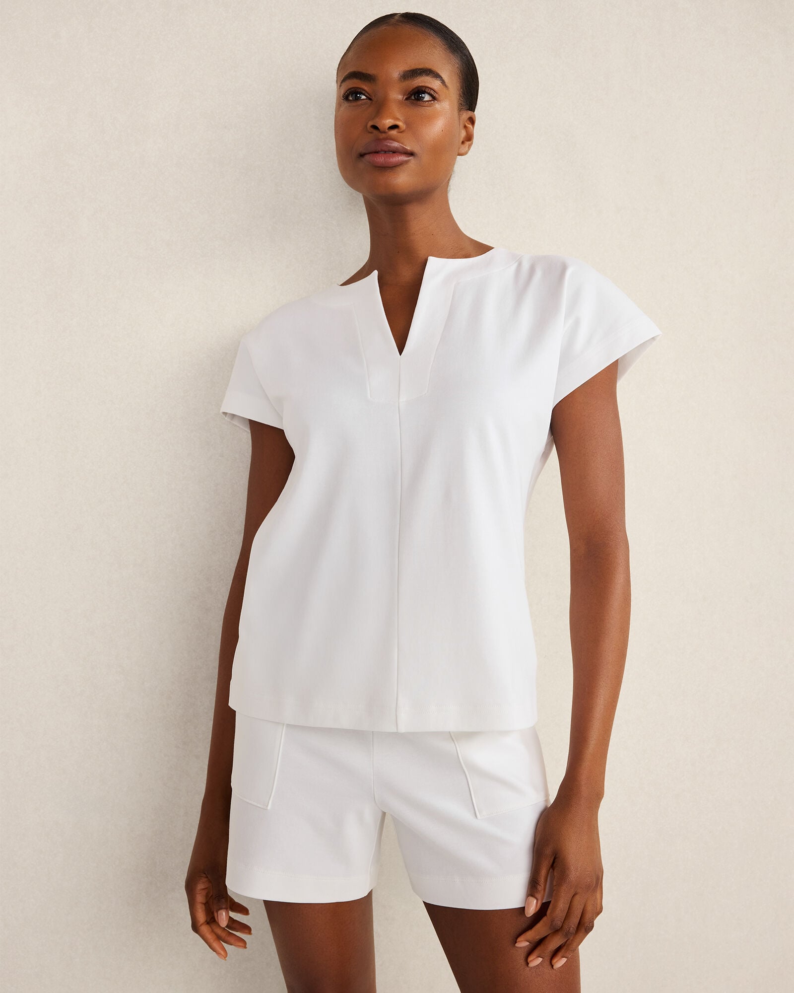 Organic Cotton Interlock Split Neck Top