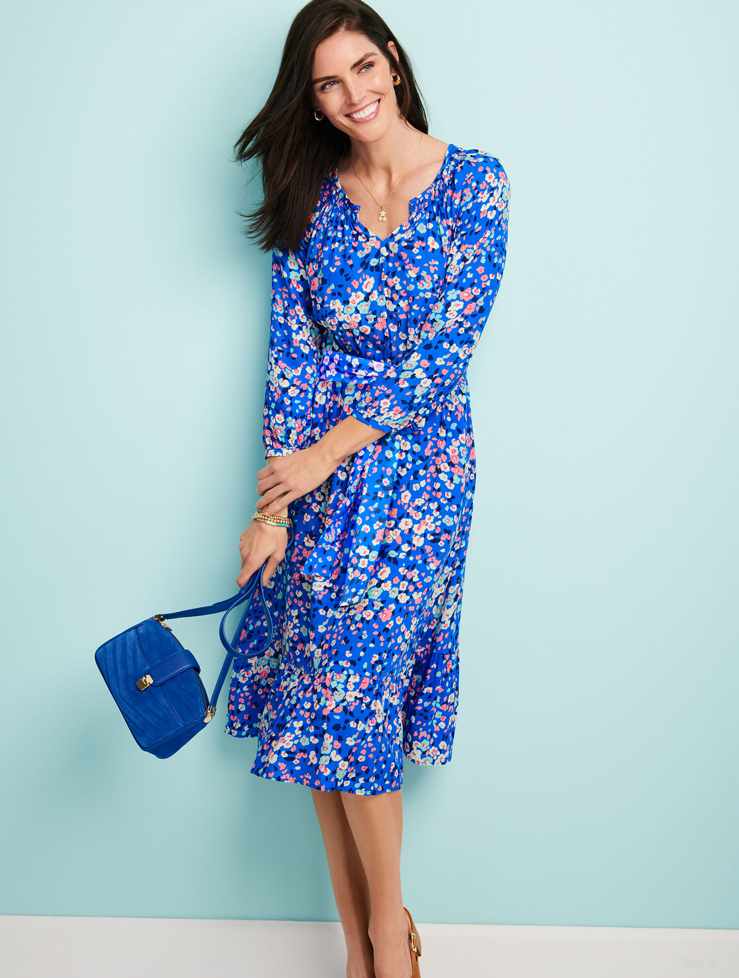 Fit & Flare Dress - Floating Floral | Talbots Fit & Flare Dress - Floating Floral | Talbots