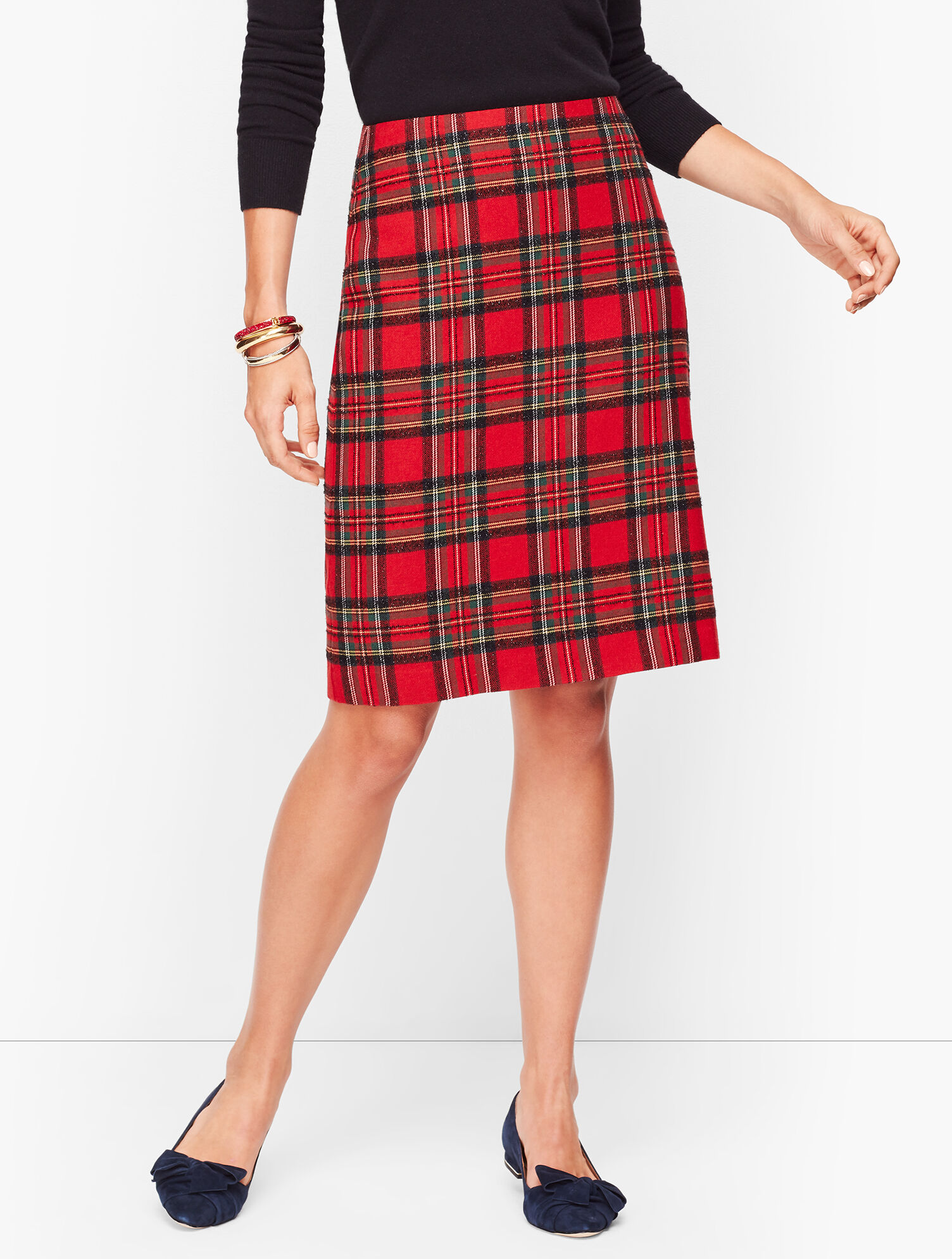 Plaid Sparkle A-Line Skirt