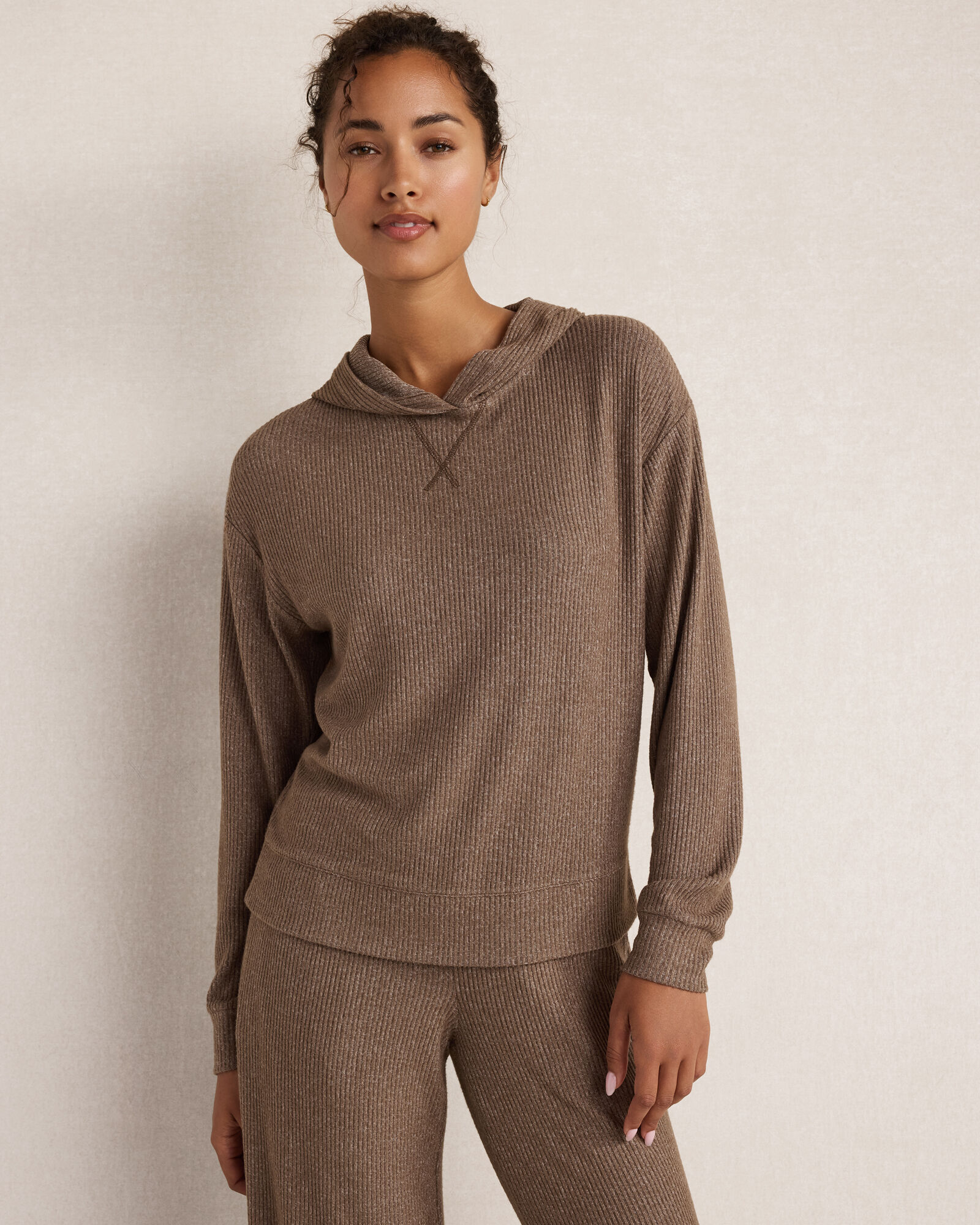 Resti Brushed Rib Knit Hoodie