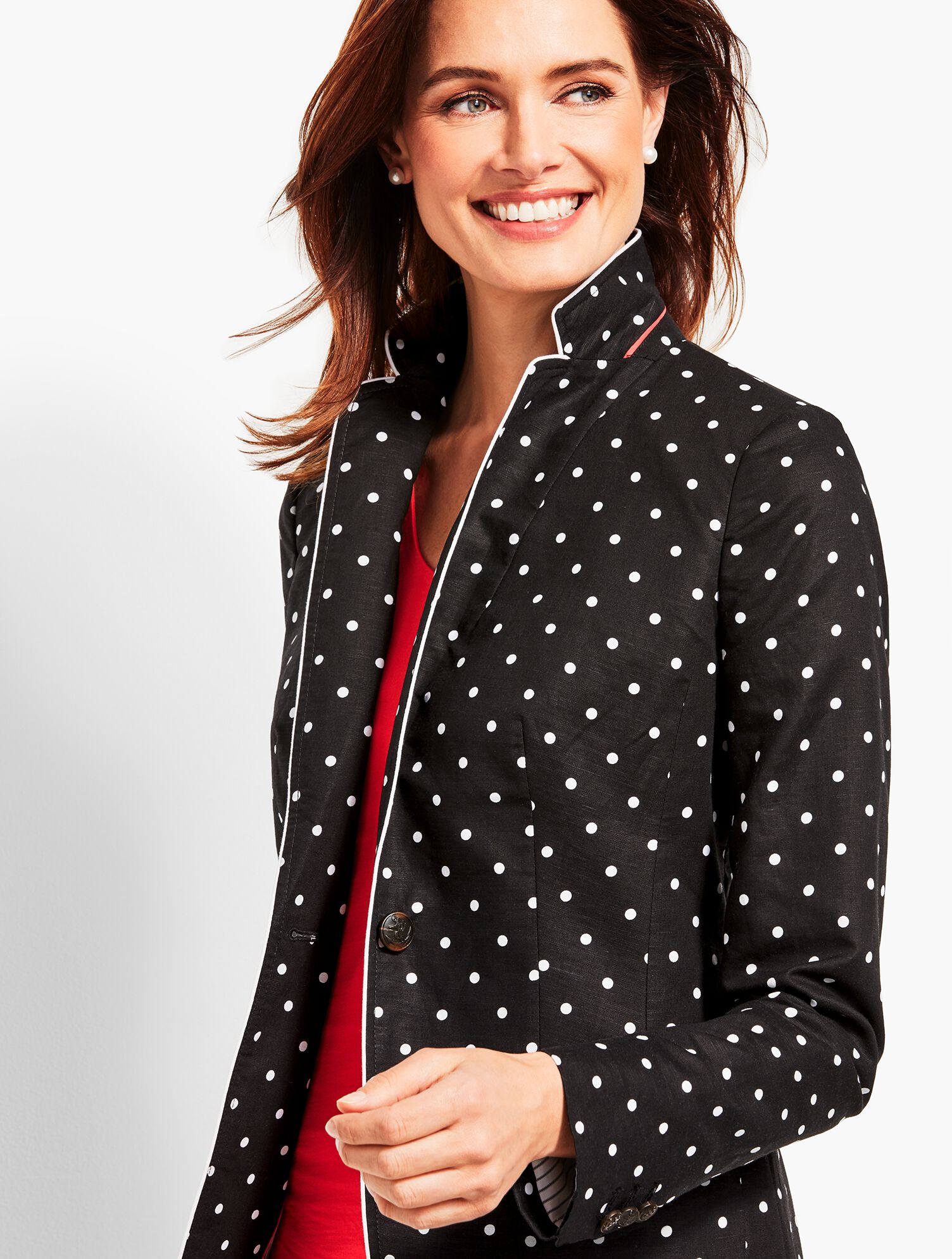 Linen Blend Dot Blazer