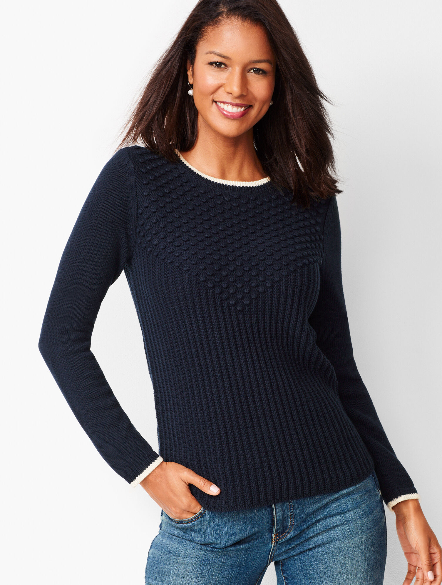 Textured Cotton Sweater | Talbots