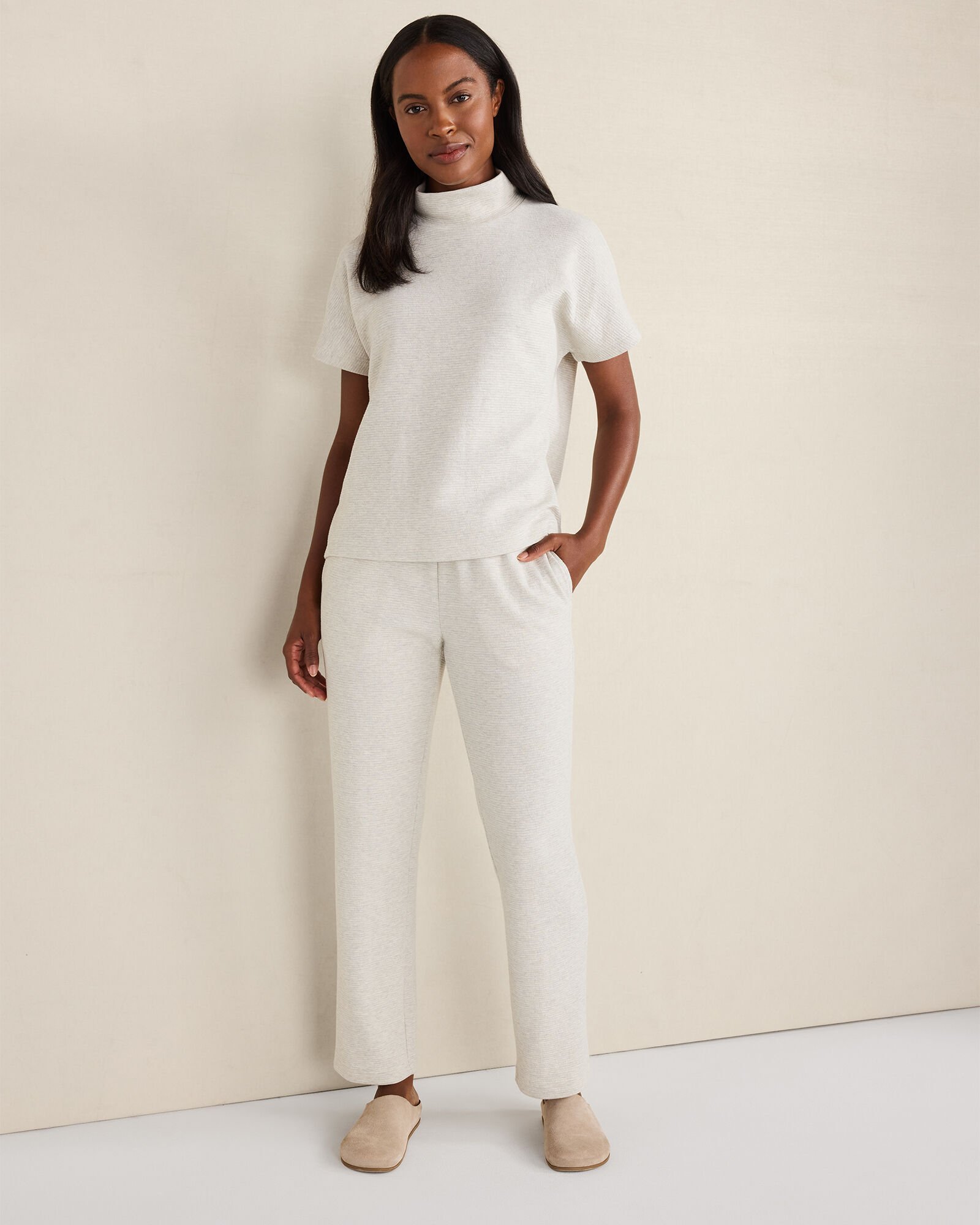 Cotton Blend Ottoman Rib Pants