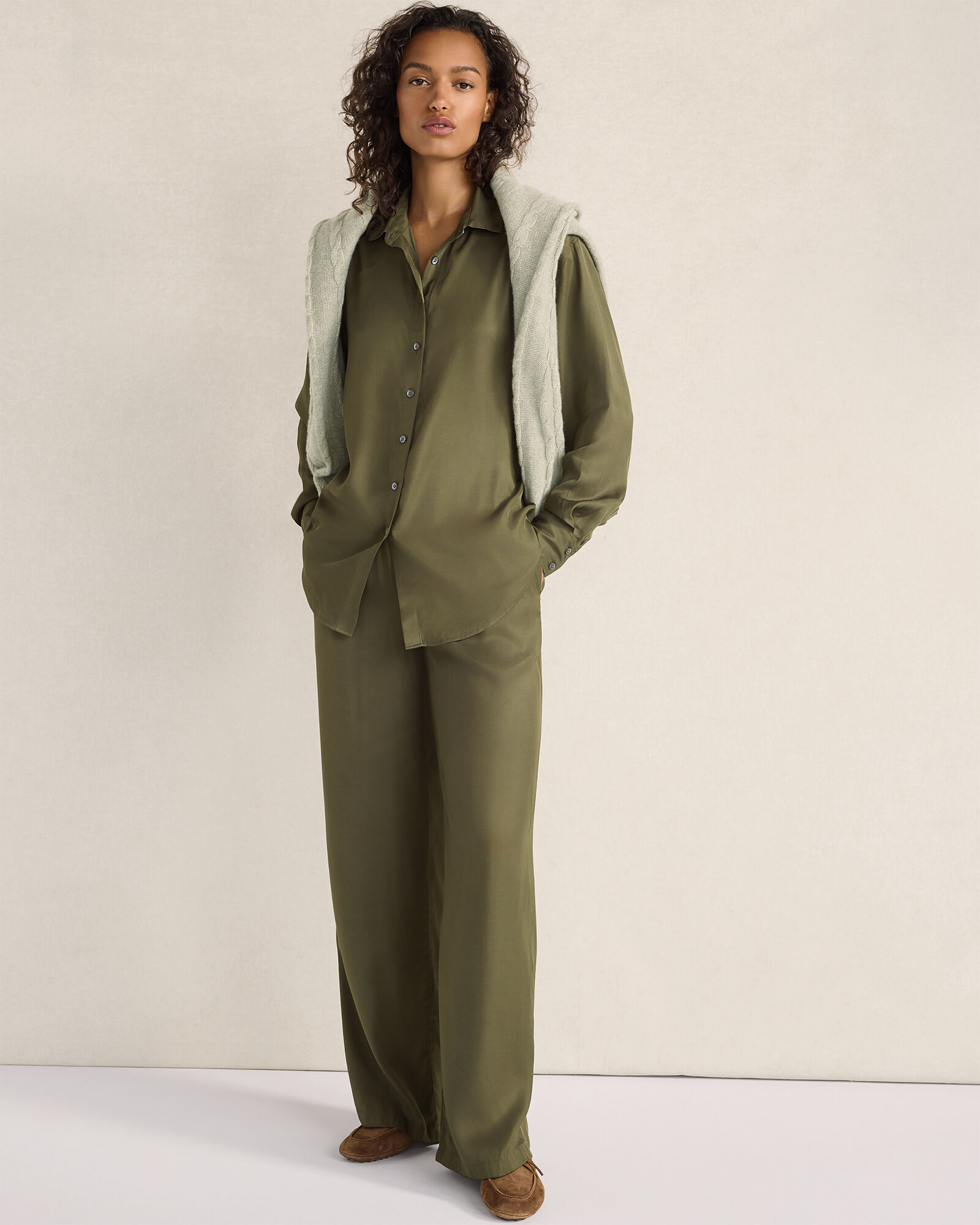 Viscose Twill Wide Leg Pants