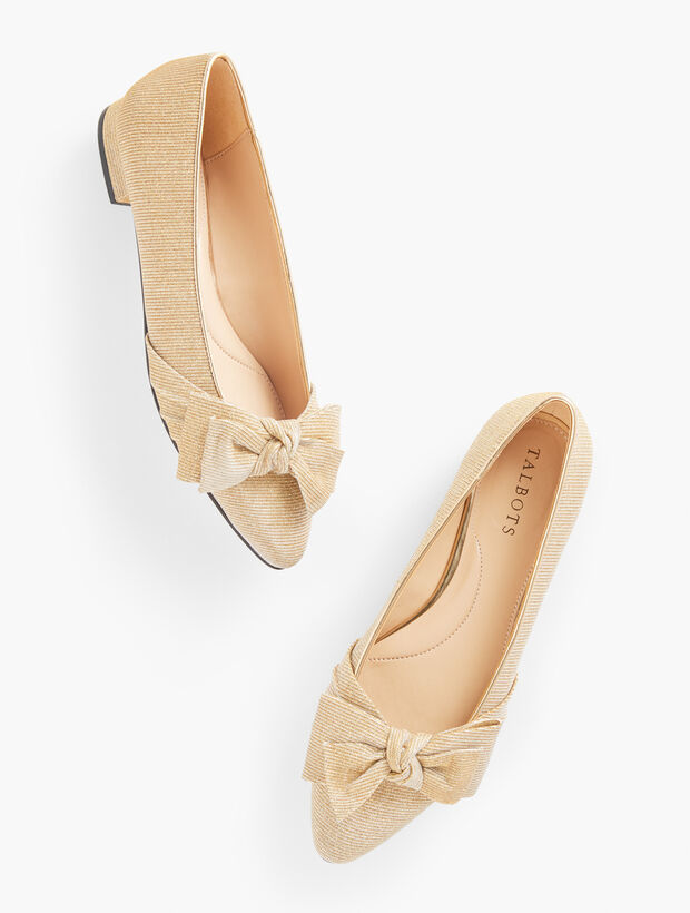 Edison Bow Metallic Flats - Mini Stripe