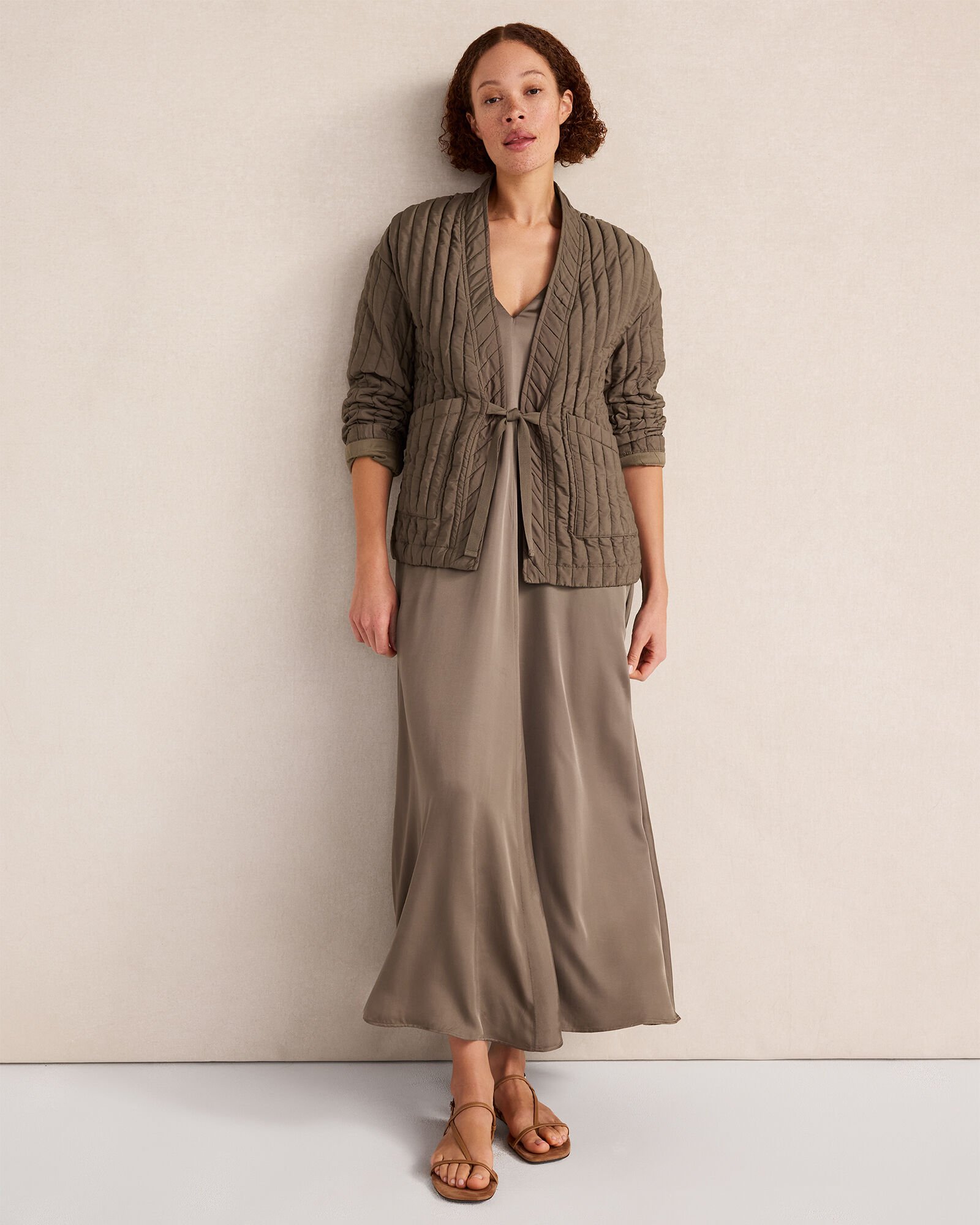 Quilted Tie-Front Jacket