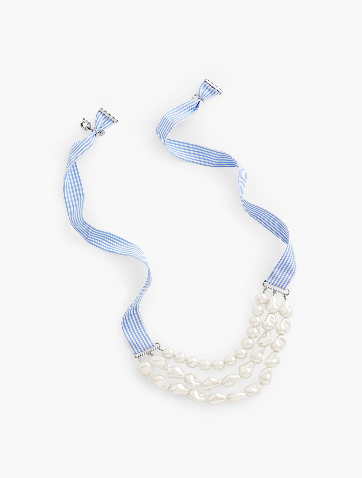 Triple Strand Stripe Ribbon Necklace