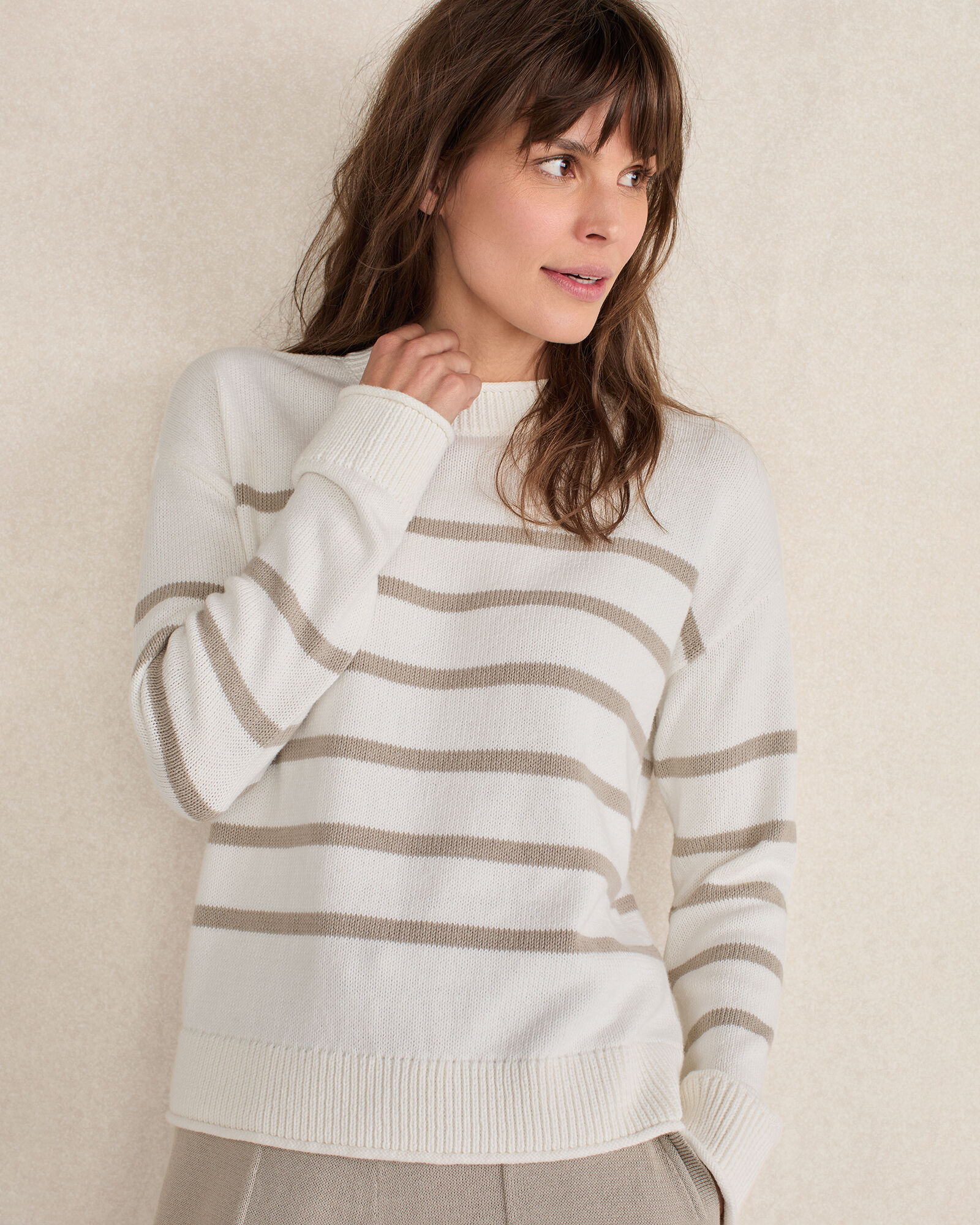 Organic Cotton Stripe Roll Neck Sweater