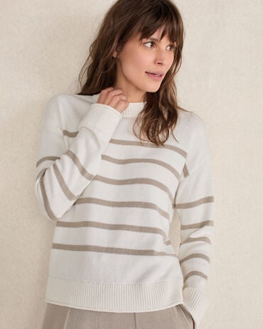 Organic Cotton Stripe Roll Neck Sweater