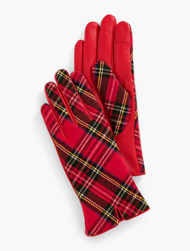 Leather Gloves - Plaid