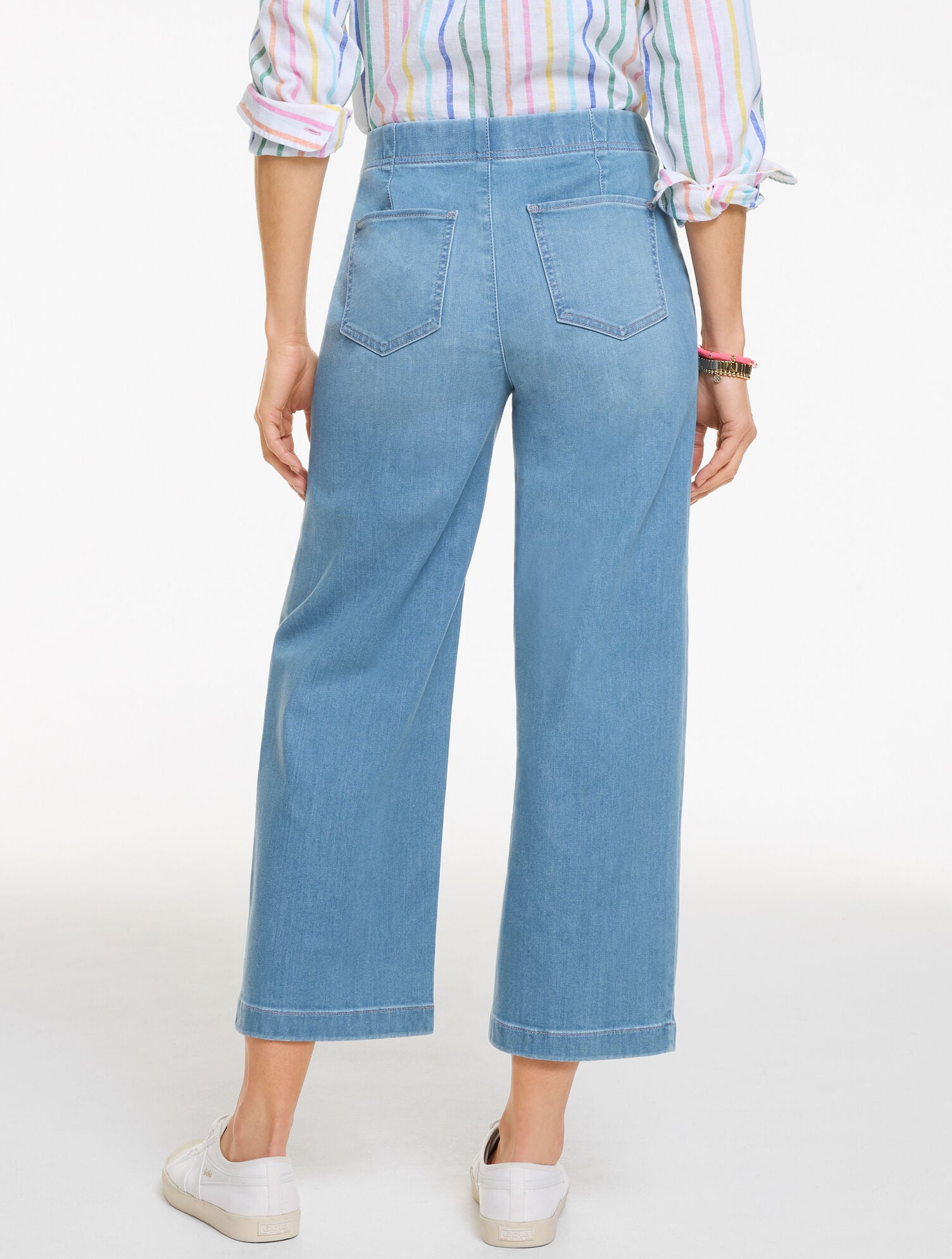 Wide Crop Pull-On Travel Jeans - Mercer Wash