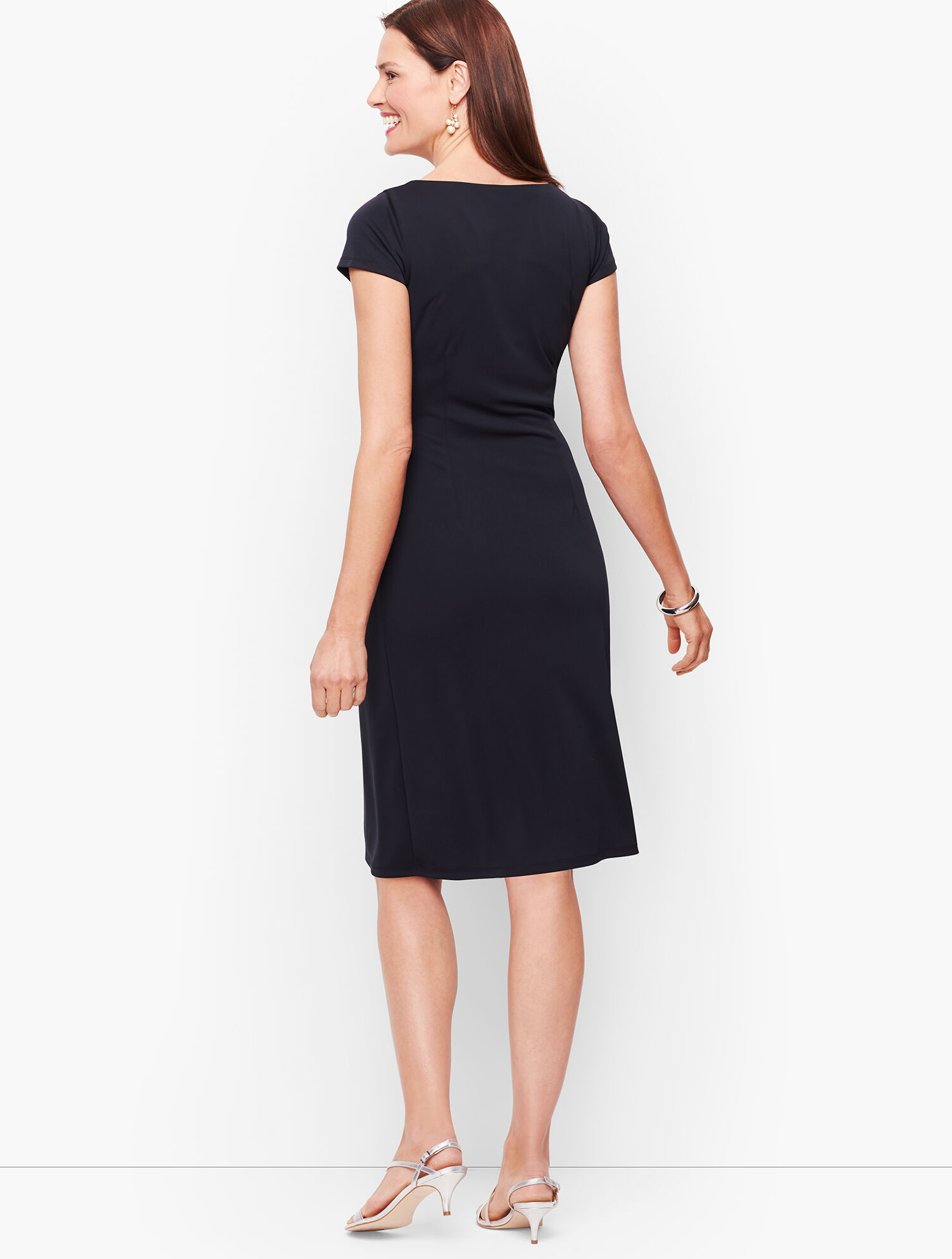 black dress long sleeve knee length 3/4 Sleeves Midi Knee Length Dress 8526 XS / Burgundy(Maroon)