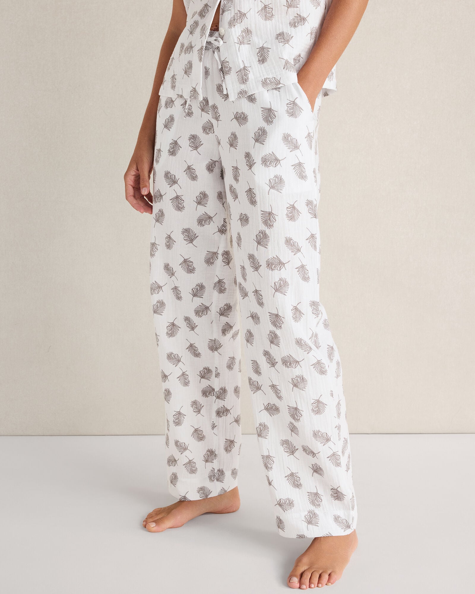 Organic Cotton Gauze Tossed Fern Pajama Pants