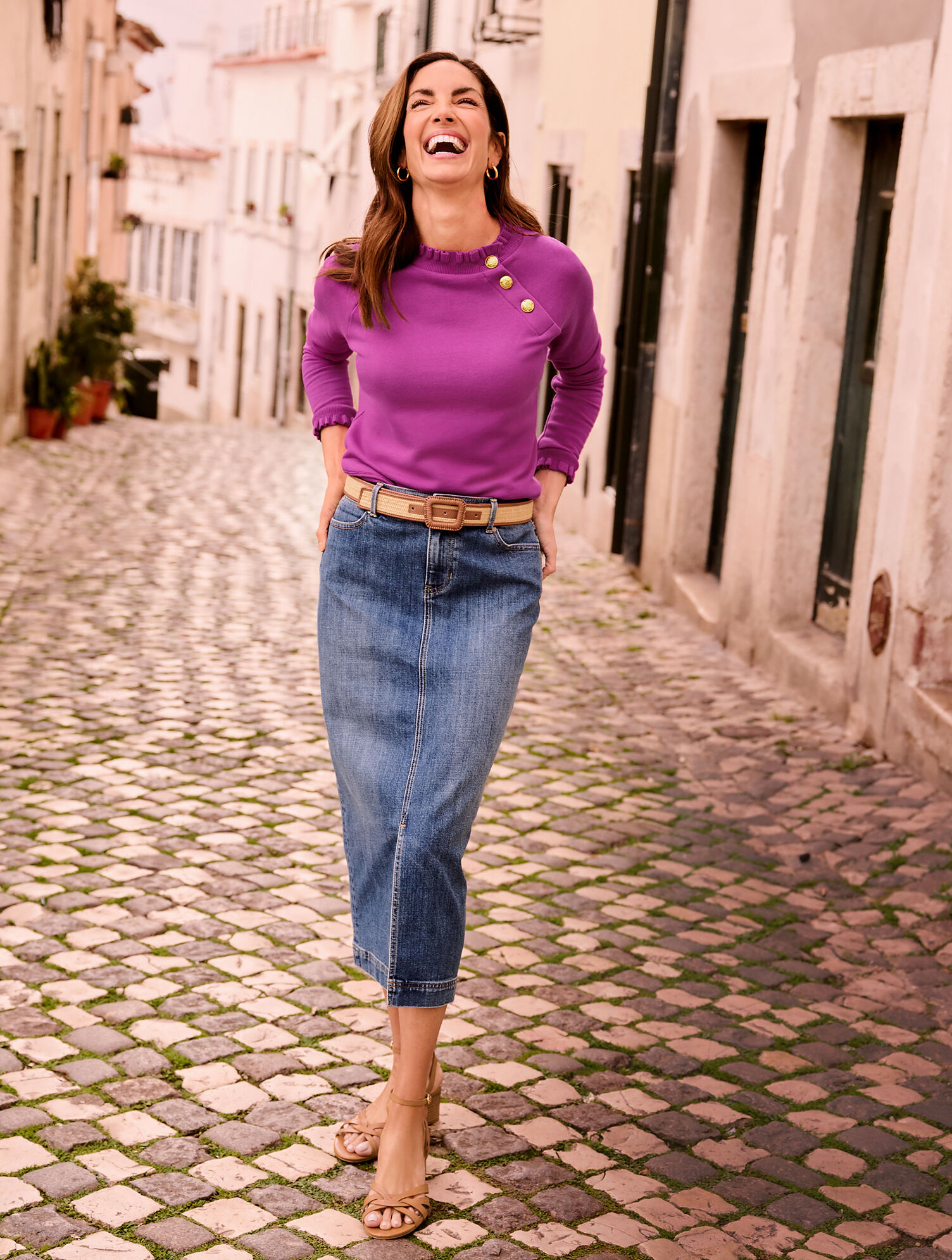 Ruffle Trim Raglan Sweatshirt | Talbots