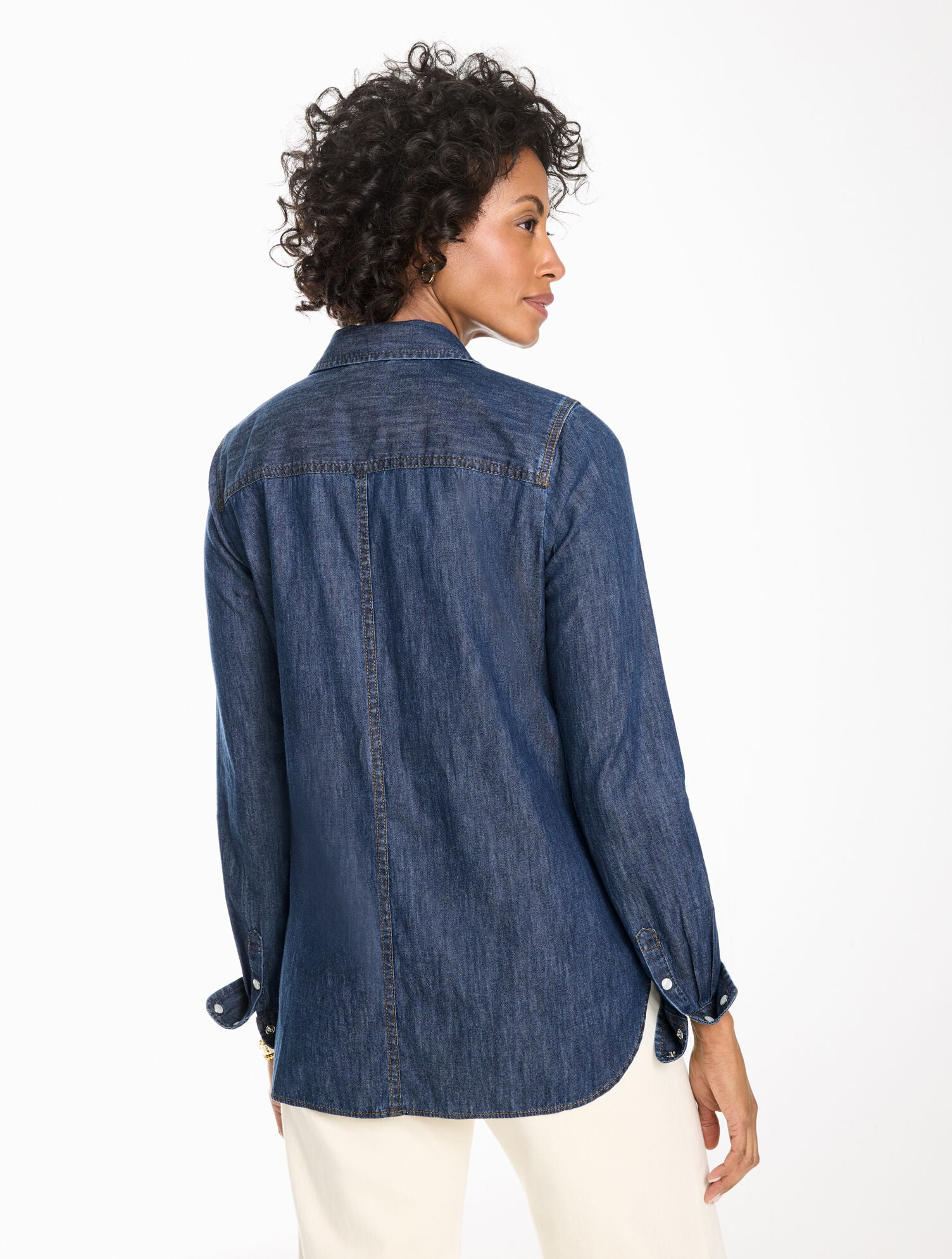 Snap Button Denim Shirt - Caspian Blue Wash | Talbots